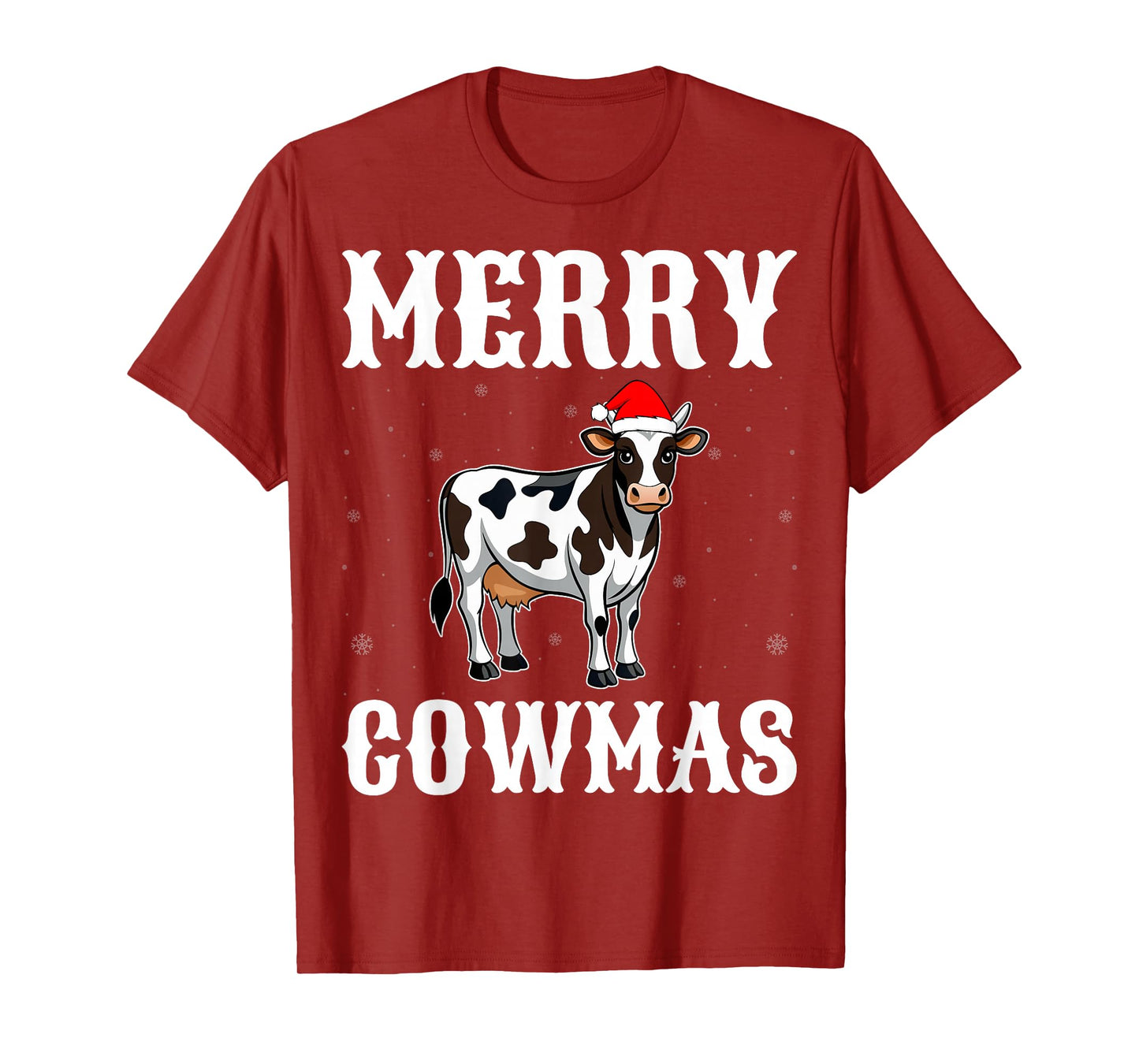 Merry Cowmas - Cow Wearing Santa Hat Dairy Farmer Christmas T-Shirt