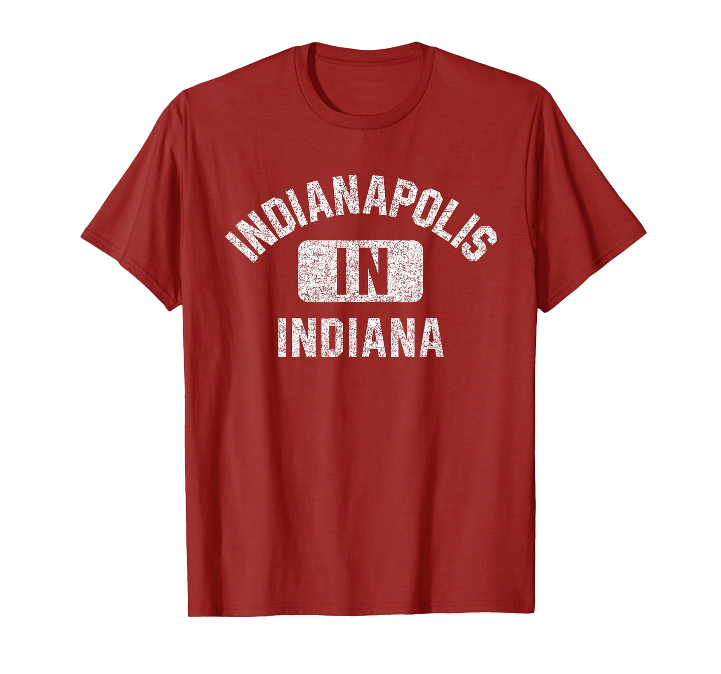 Indianapolis Indiana Gym Style Distressed White Print T-Shirt