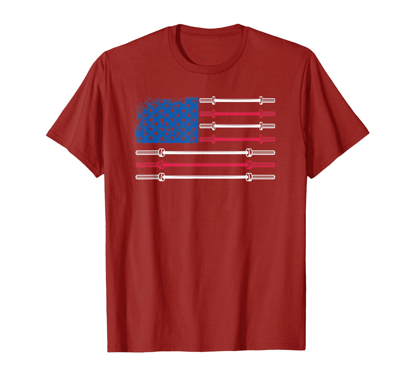 US Flag Weightlifting Barbell Patriotic Love Fitness Gym T-Shirt