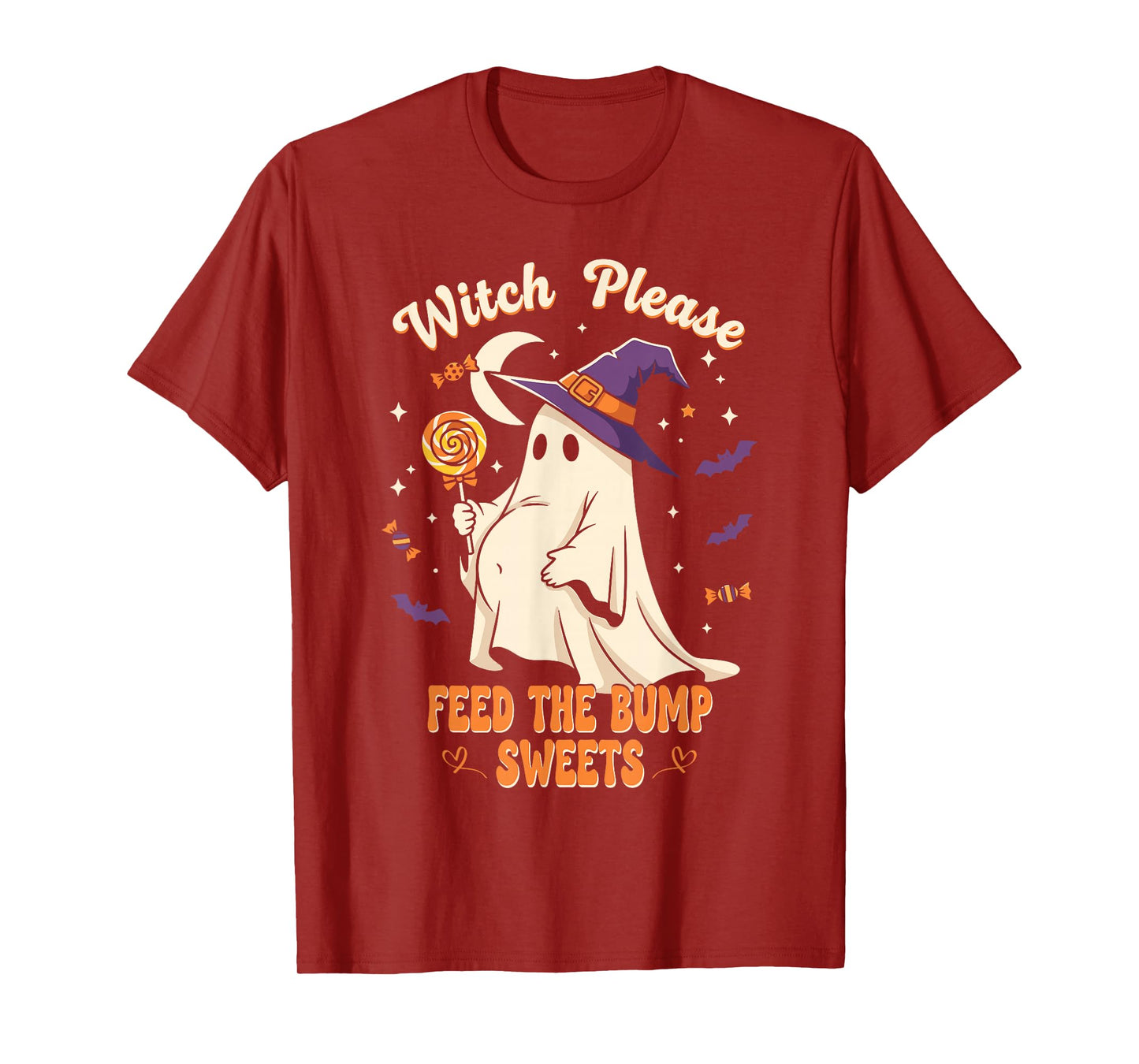 Pregnant Ghost Witch Dress Funny Halloween Trick Or Treat T-Shirt