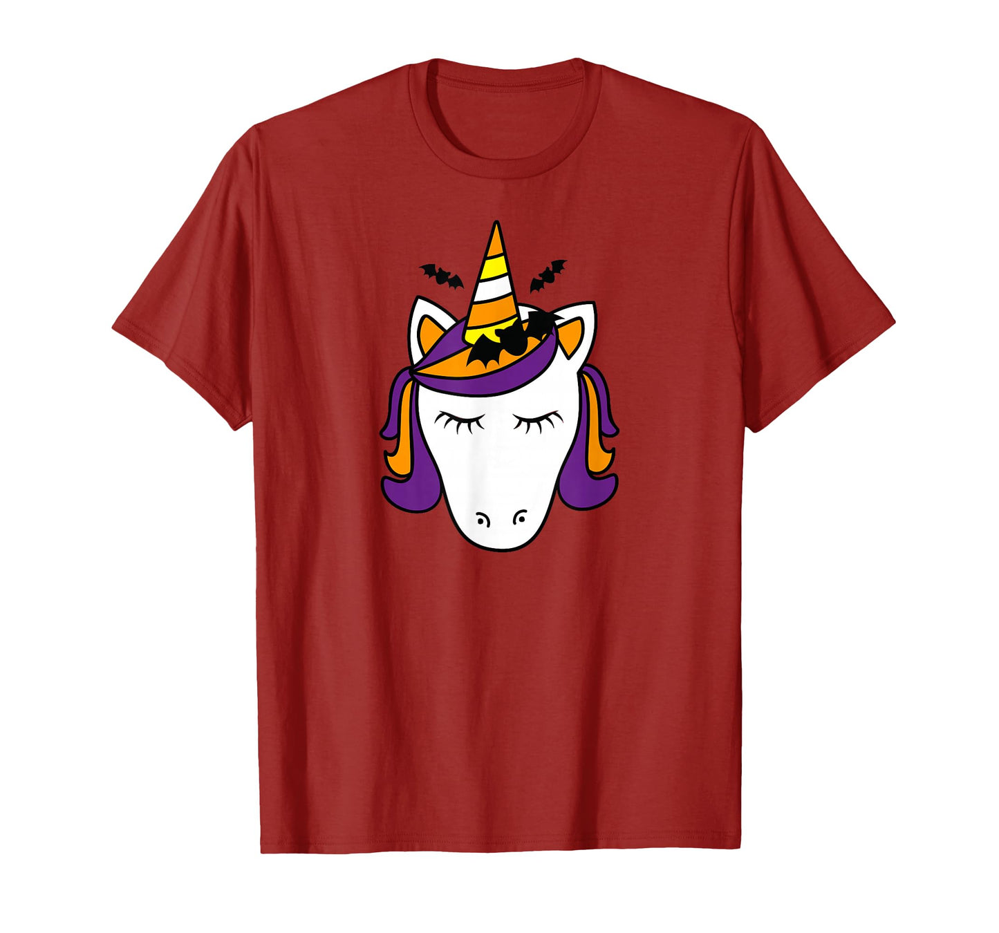 Unicorn Face Eyelashes Bat Spooky Cute Halloween Costume T-Shirt