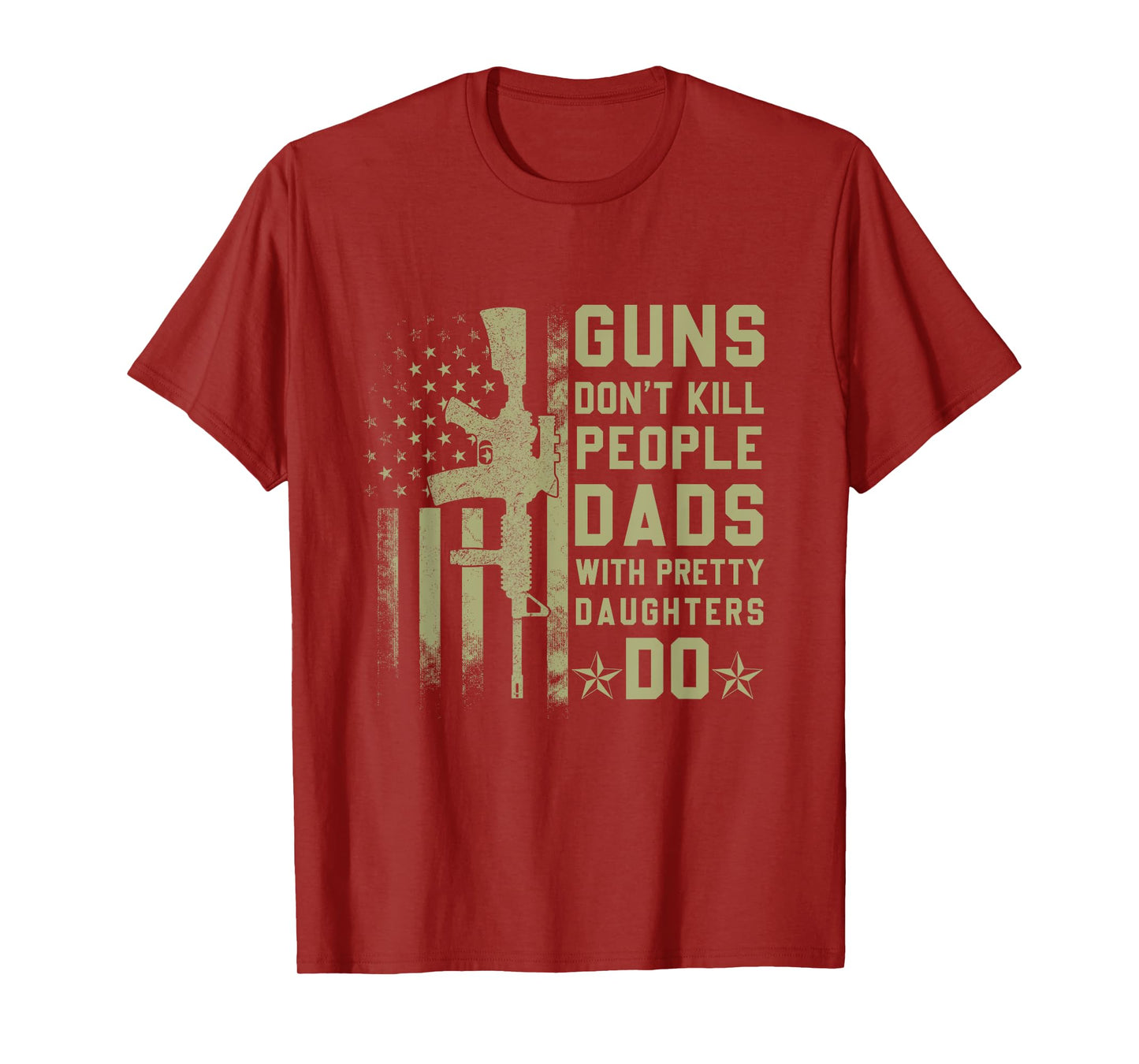 Vintage Retro Guns Don't Kill People Dads With Pretty Daughters Humor Dad T-Shirt, Small, Black