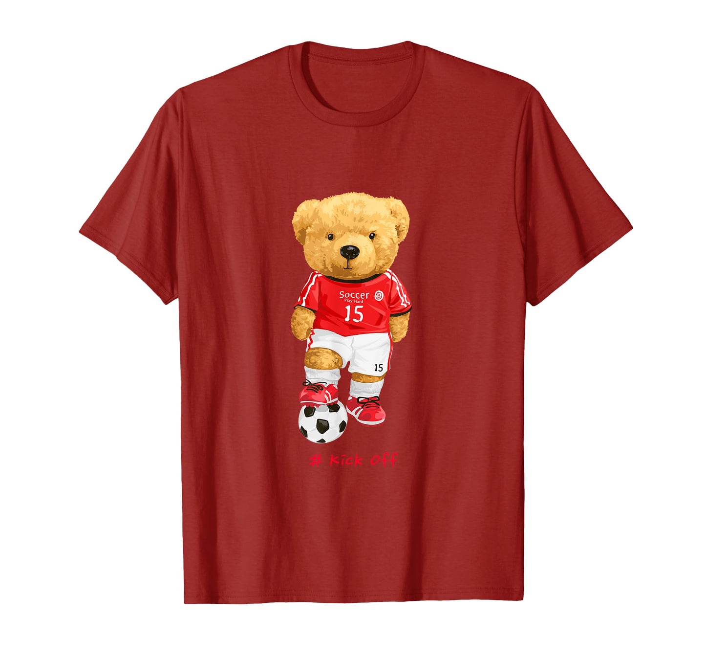 Cool Teddy Bear Soccer Kick Off Style Illustration Graphic T-Shirt