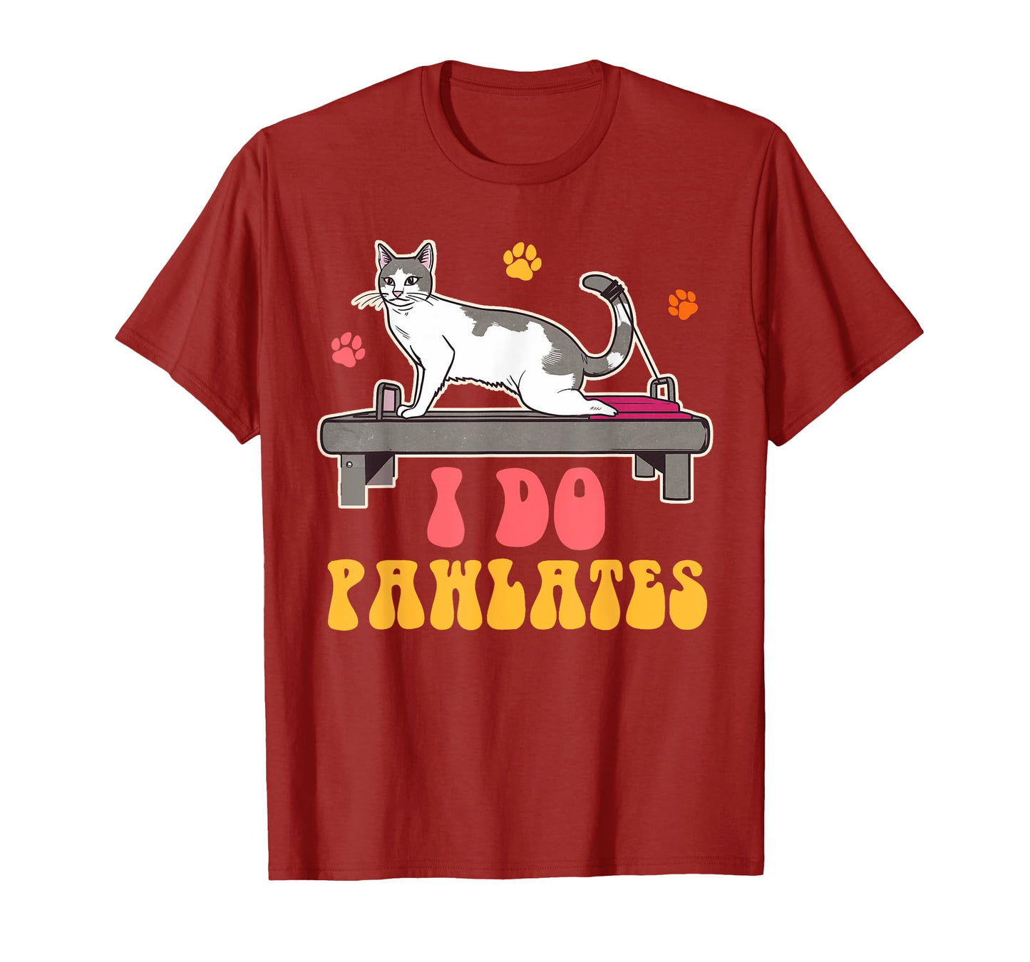 Funny Cat Mom Pilates Woman Workout Yoga Lover I Do Pawlates T-Shirt