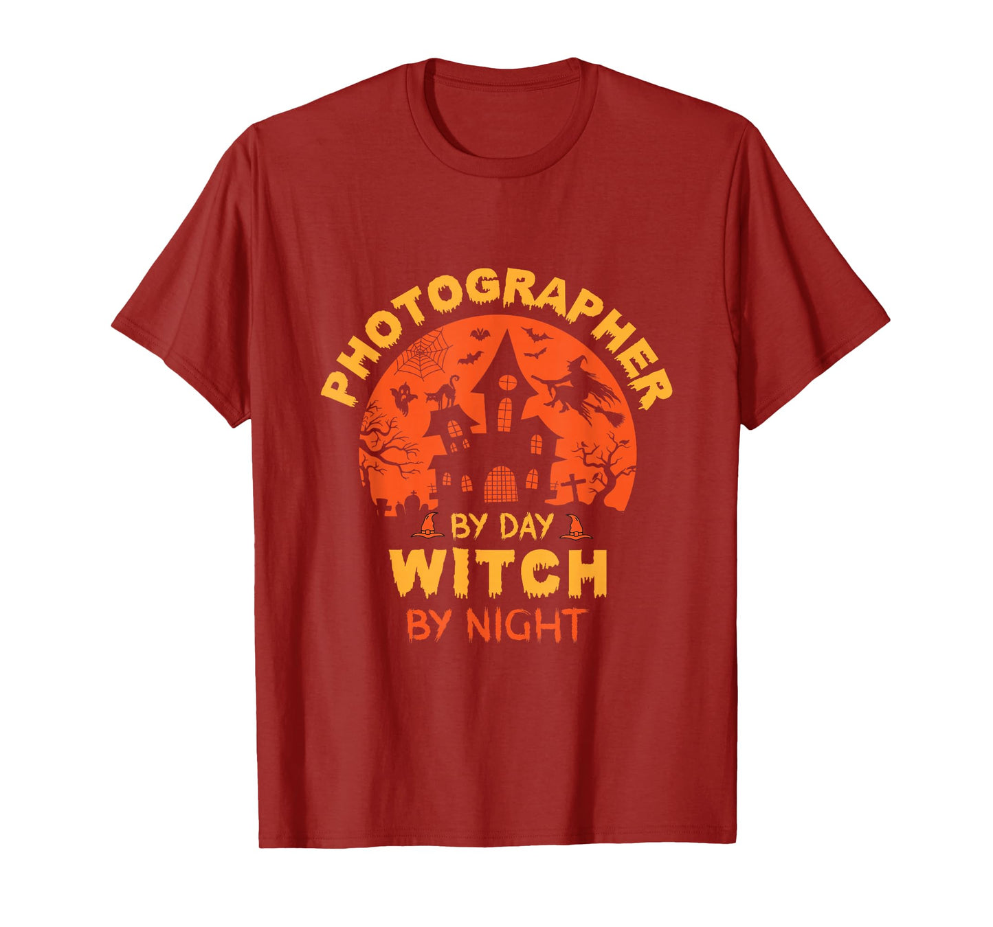 Photographer by Day Witch by Night Funny Halloween T-Shirt