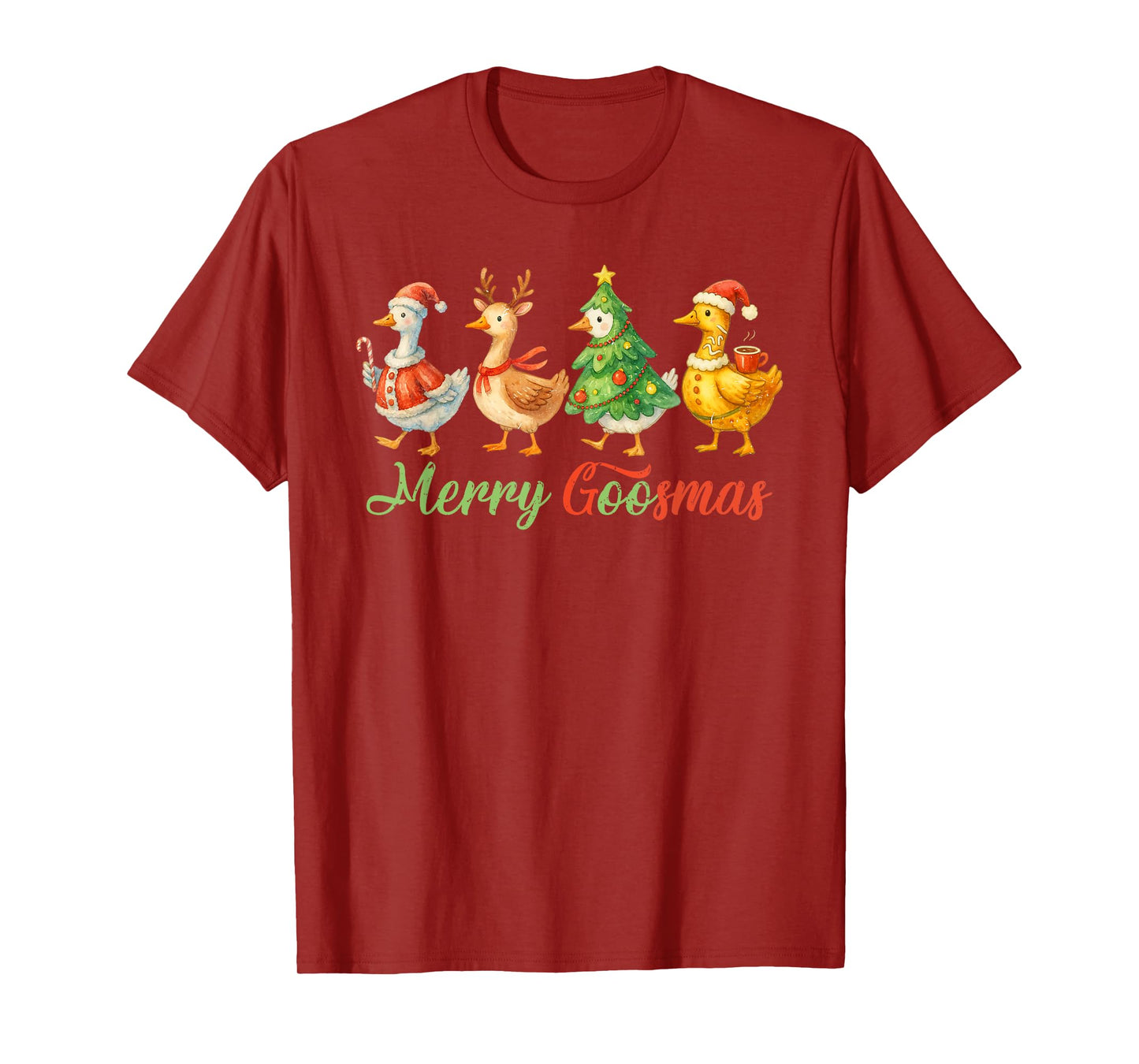 Funny Retro Merry Goosemas Christmas Silly Goose Xmas Lights T-Shirt