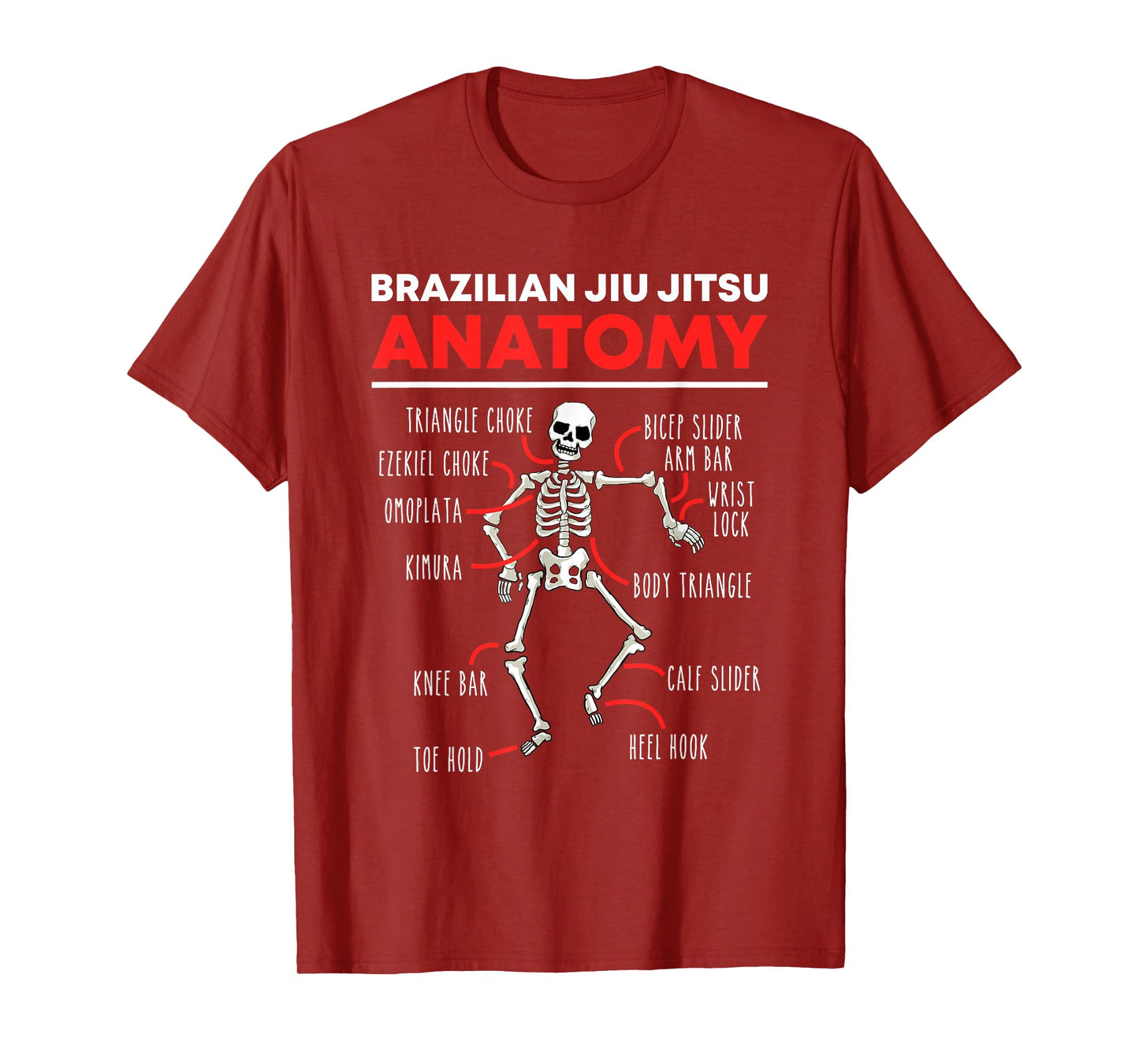 Brazilian Jiu Jitsu Anatomy Skeleton Funny Mix Martial Arts T-Shirt