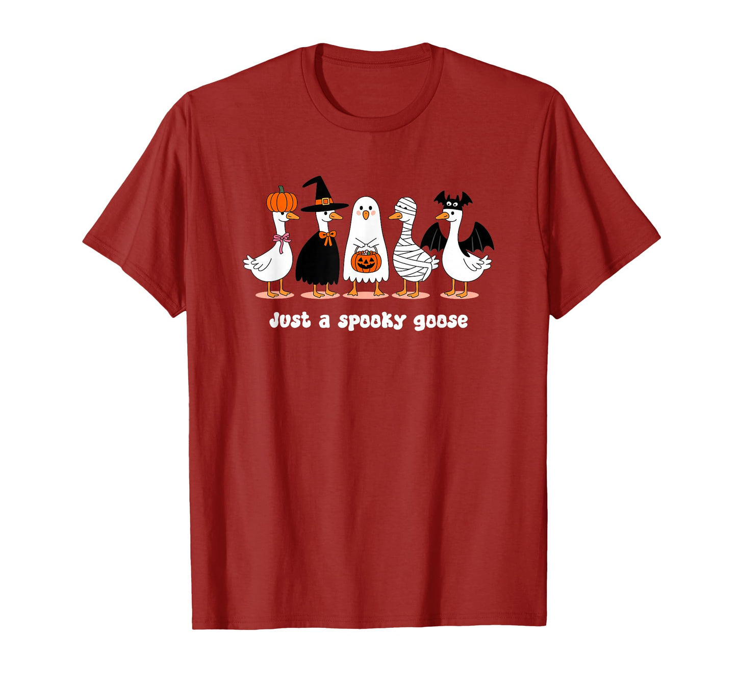 Just A Spooky Goose Funny Silly Halloween Kid Spooky Season T-Shirt