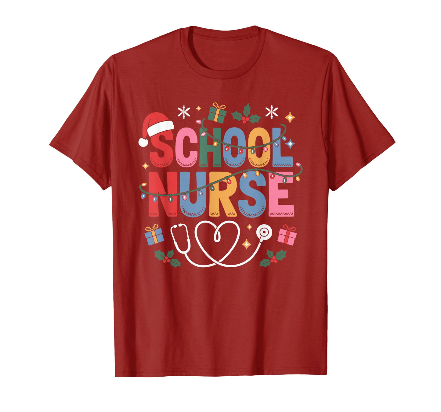 School Nurse Christmas Santa Cap Nursing Humor Xmas T-Shirt