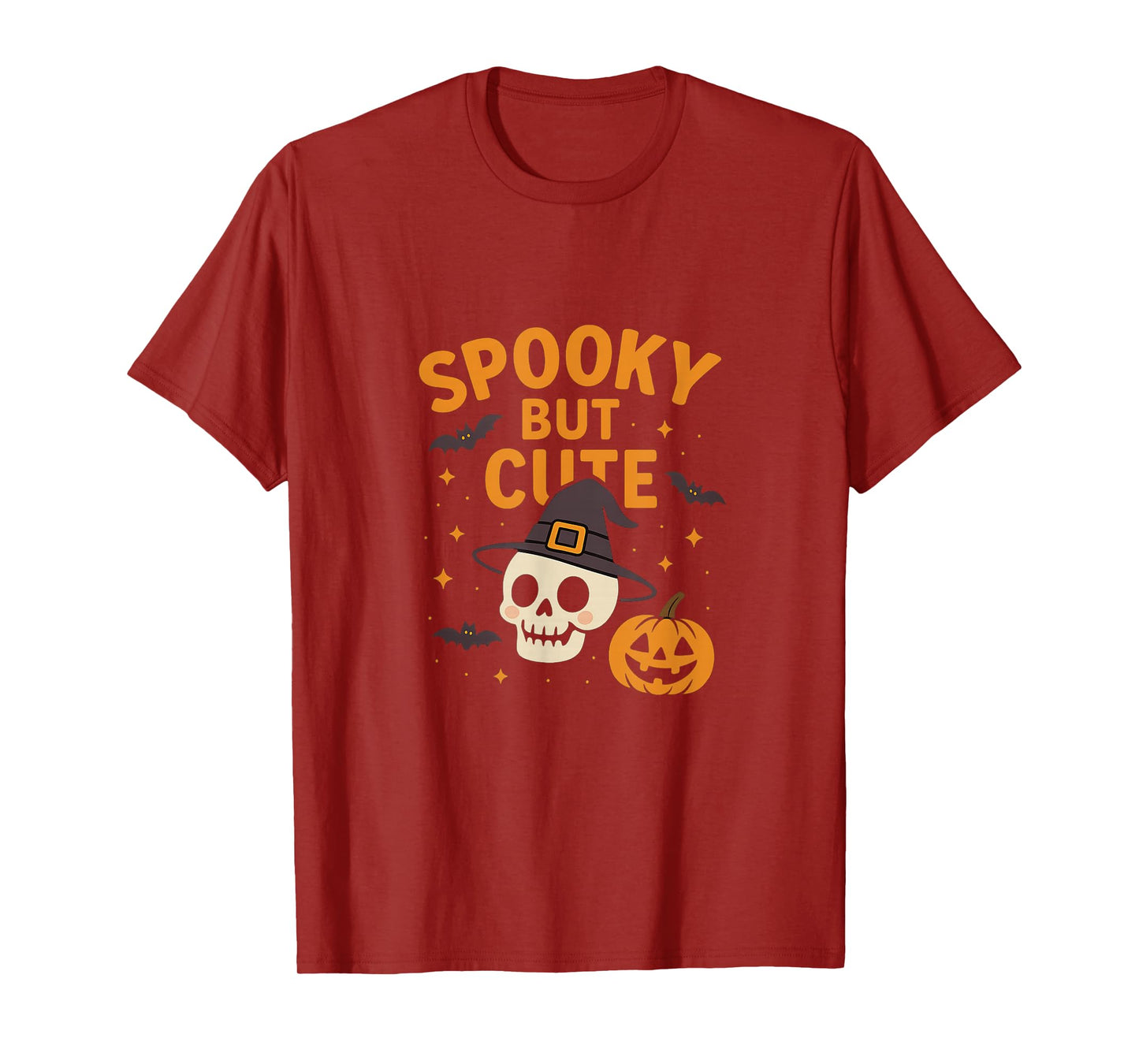 Spooky But Cute, Halloween Skull, Pumpkin T-Shirt