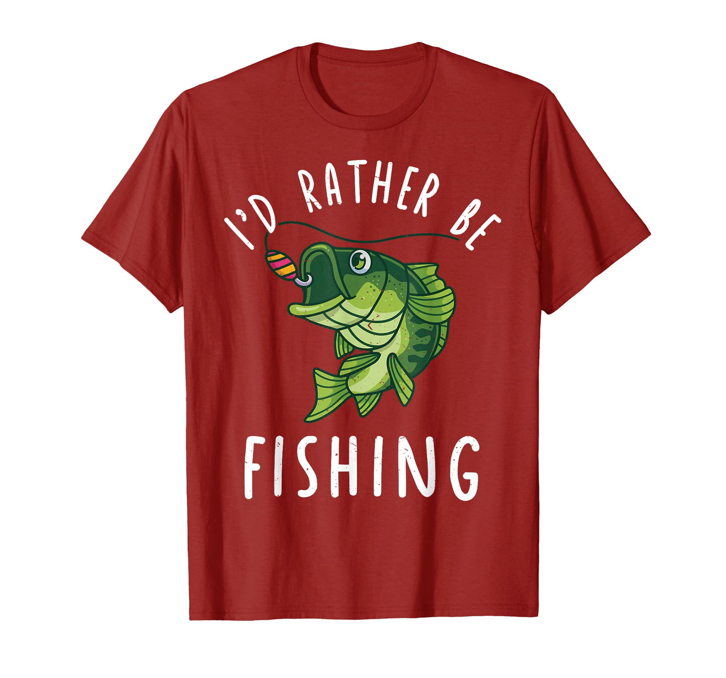 Boy Kids I'd Rather Be Fishing-Shirt Funny Bass Fishing Gift T-Shirt