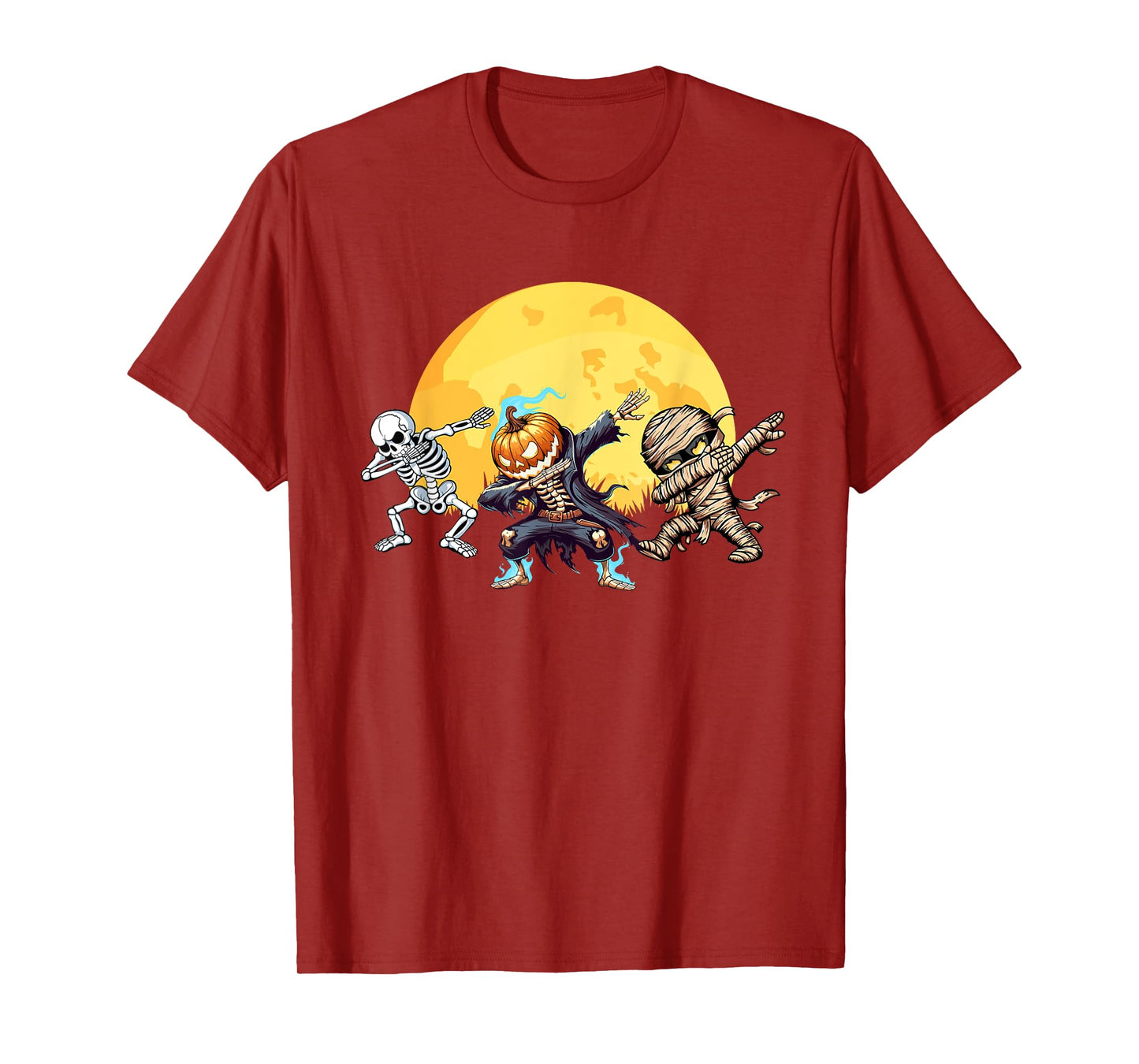 Dabbing Skeleton Mummy Spooky Squad Men Kids Boys Halloween T-Shirt