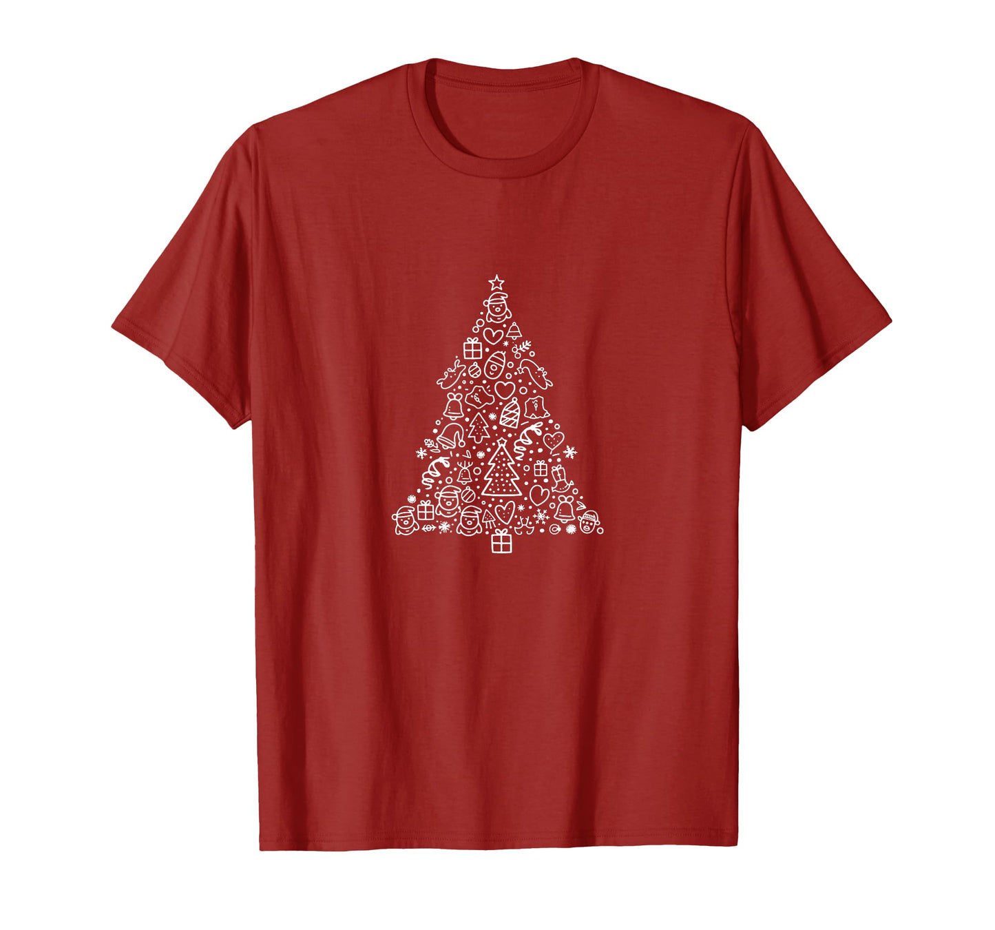 Christmas Tree Doodles Artwork, Thankful Family Xmas T-Shirt