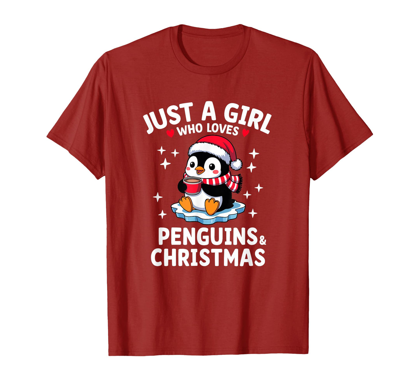 Cute Just a Girl Who Loves Penguins & Christmas T-Shirt