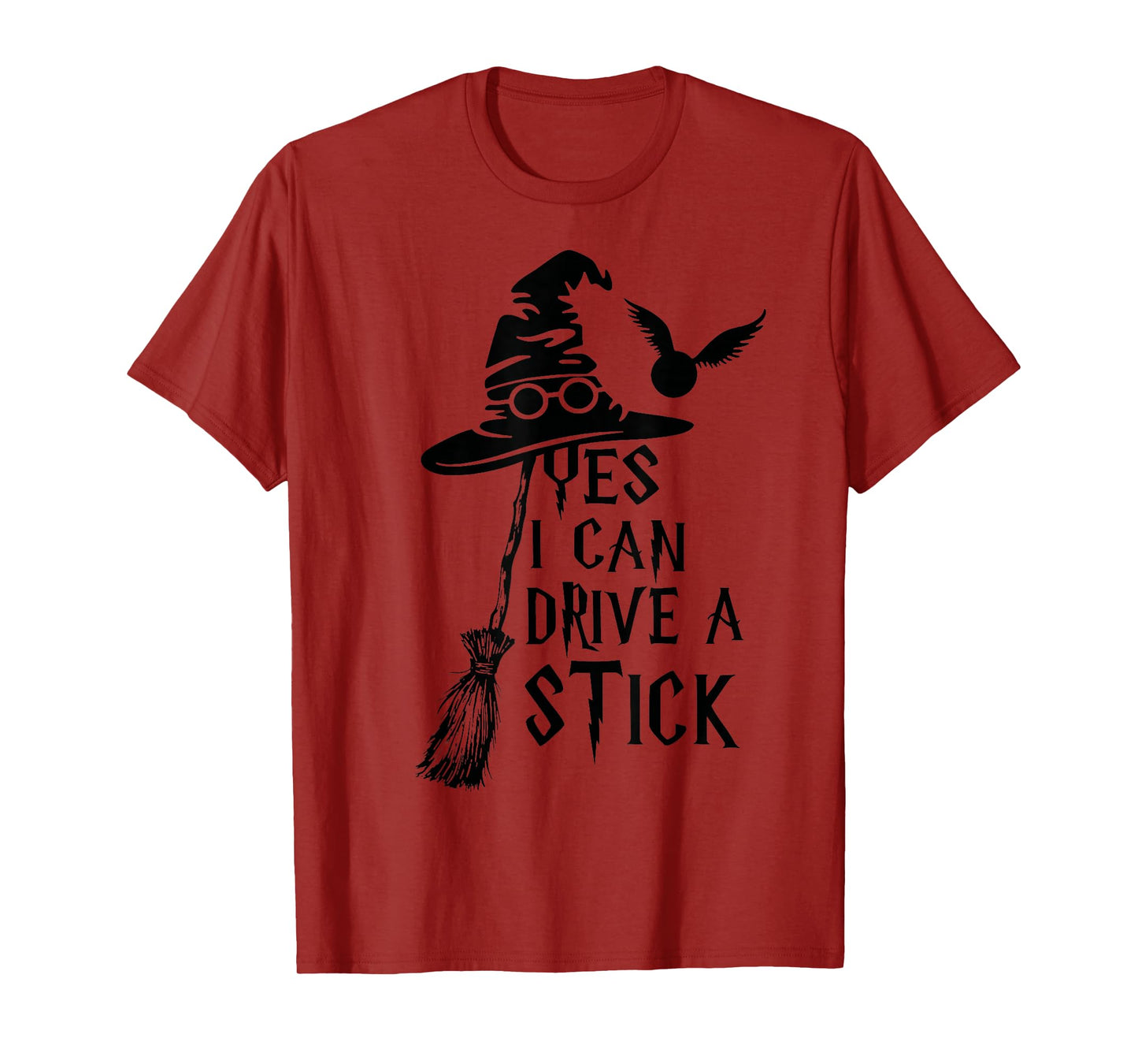 Yes I Can Drive A Stick Funny Halloween Spooky Witch T-Shirt