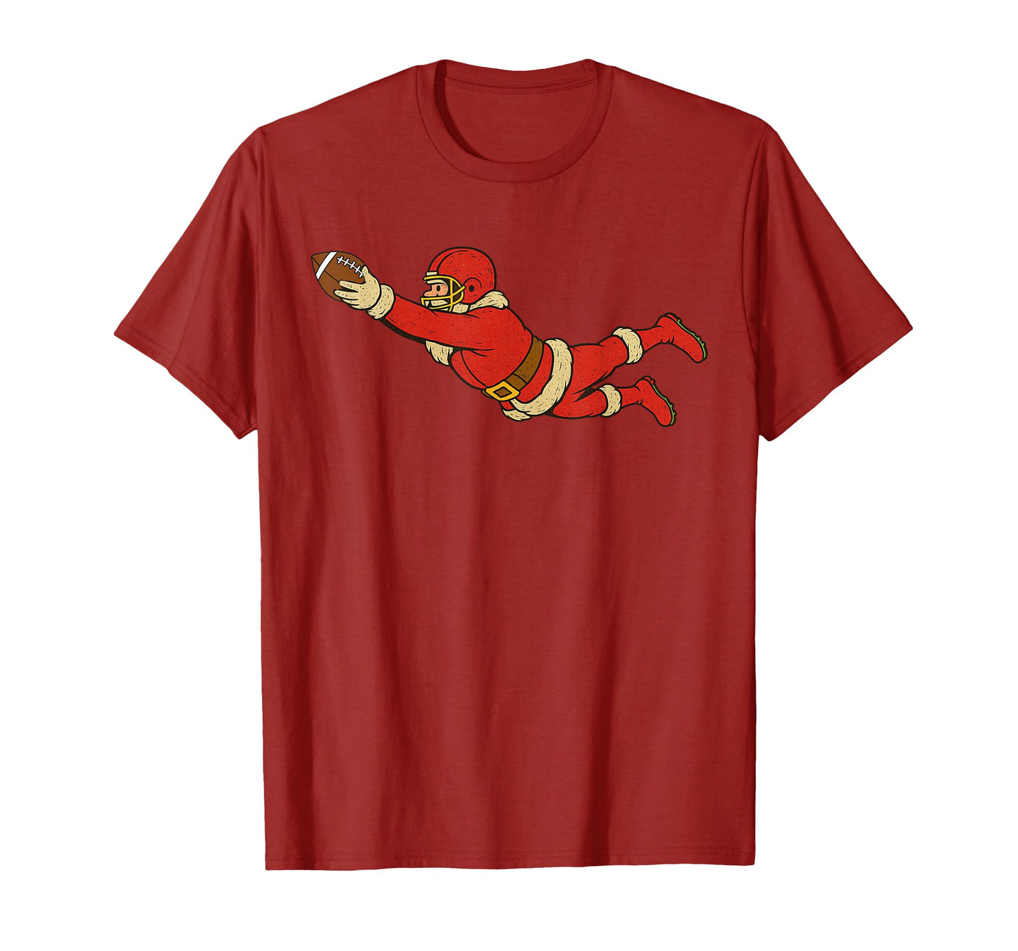 Santa Claus Playing American Football Xmas Holiday Christmas T-Shirt