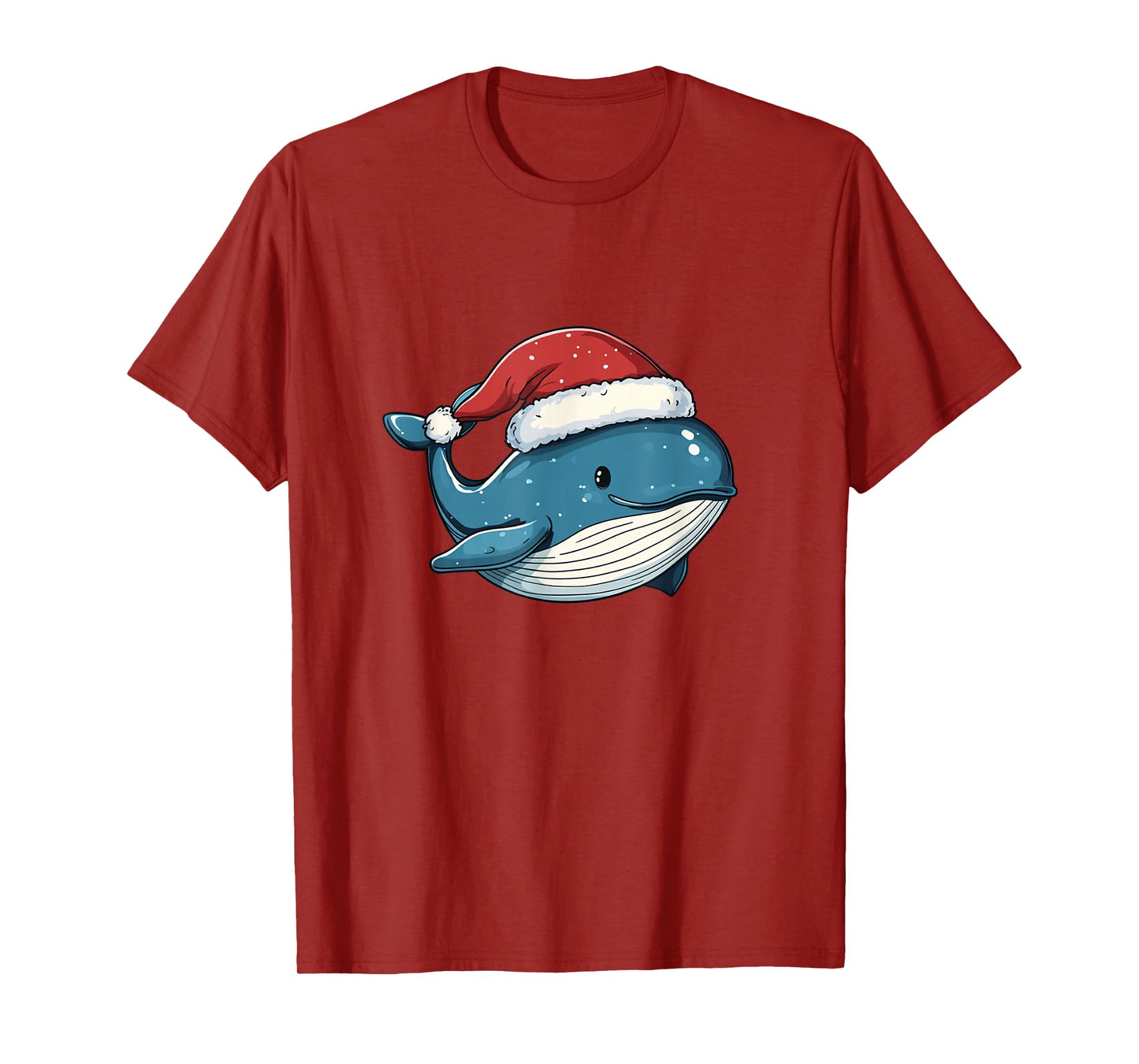 Sweet Christmas Vibes with a Whale Sporting a Santa Hat T-Shirt