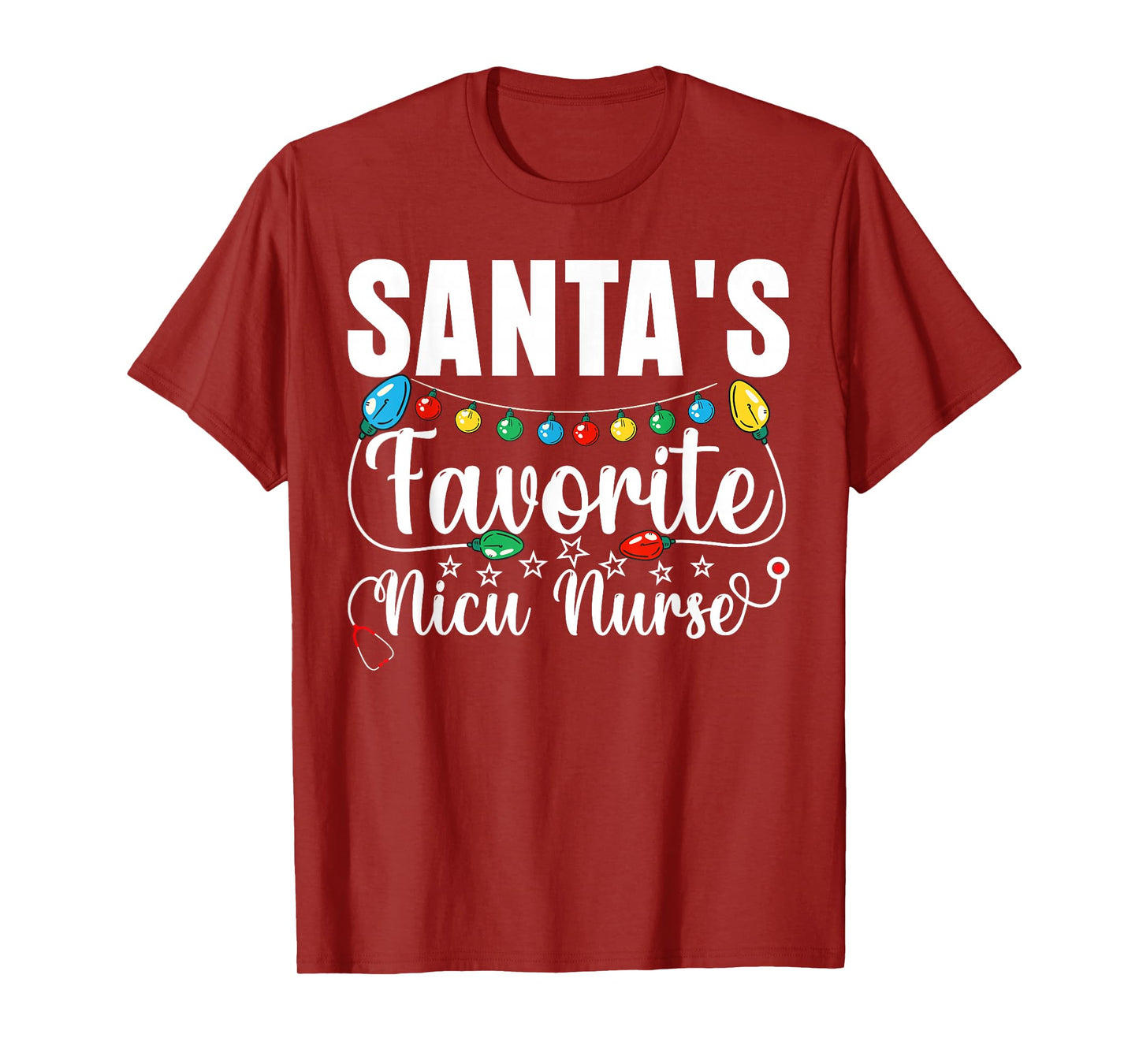 Christmas Santa's Favorite NICU Nurse Xmas Crew Santa Men T-Shirt