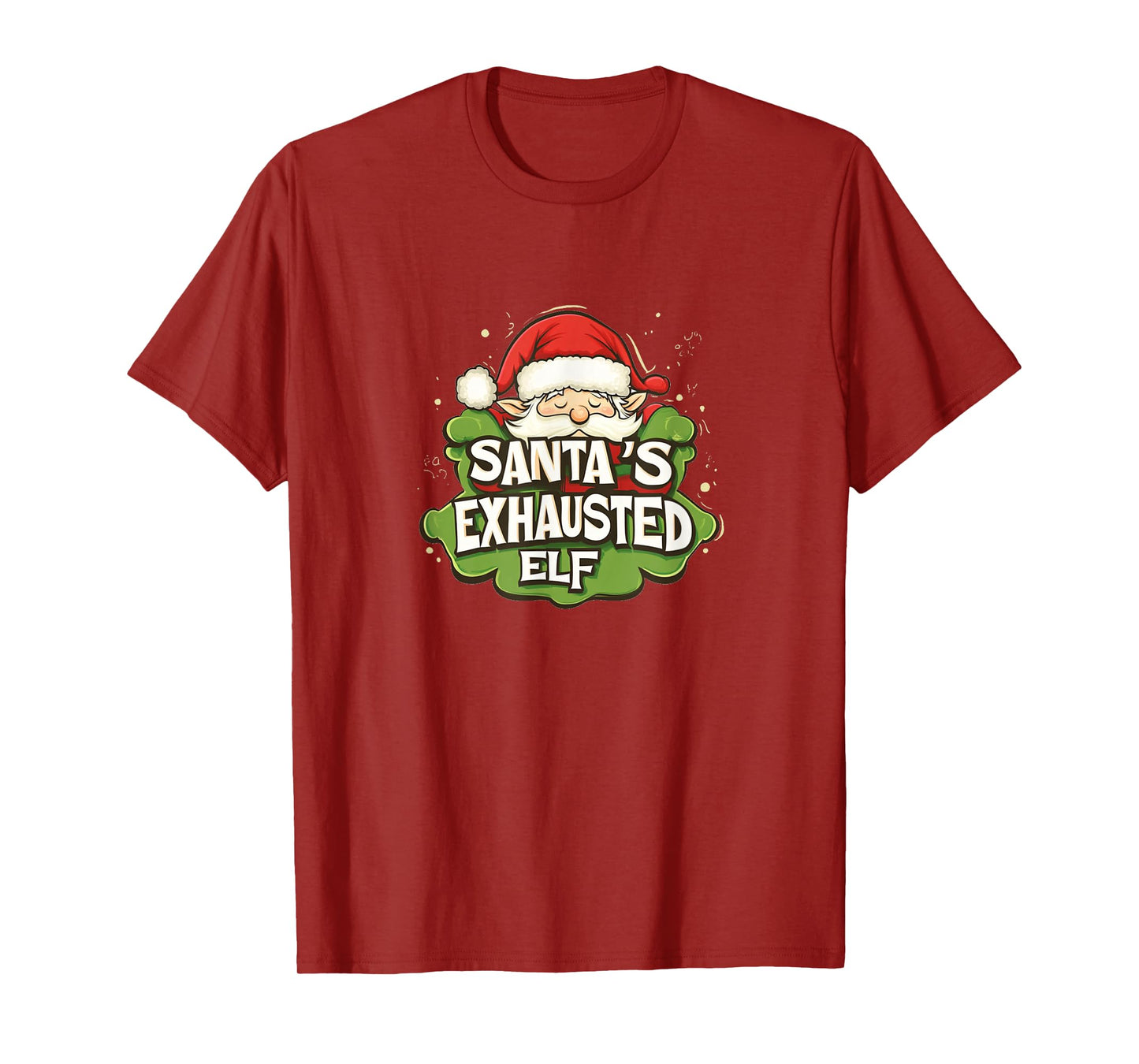 Funny Santa's Exhausted Elf Emblem T-Shirt