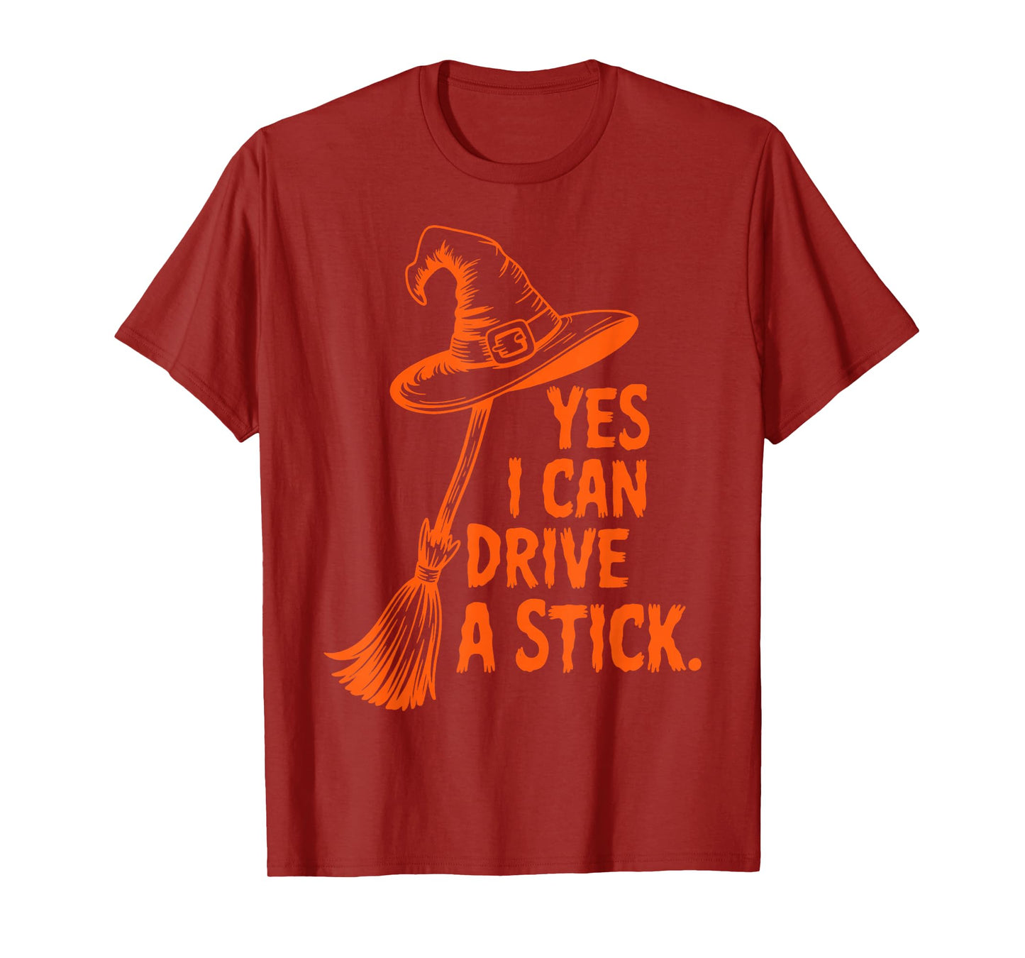 Yes I Can Drive A Stick Funny Halloween Witch Women T-Shirt