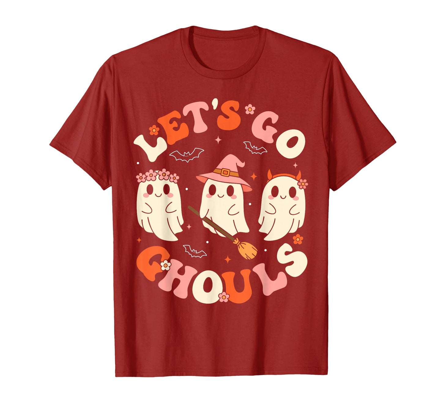 Let's Go Ghouls Halloween Ghost Retro Groovy Outfit Costume T-Shirt