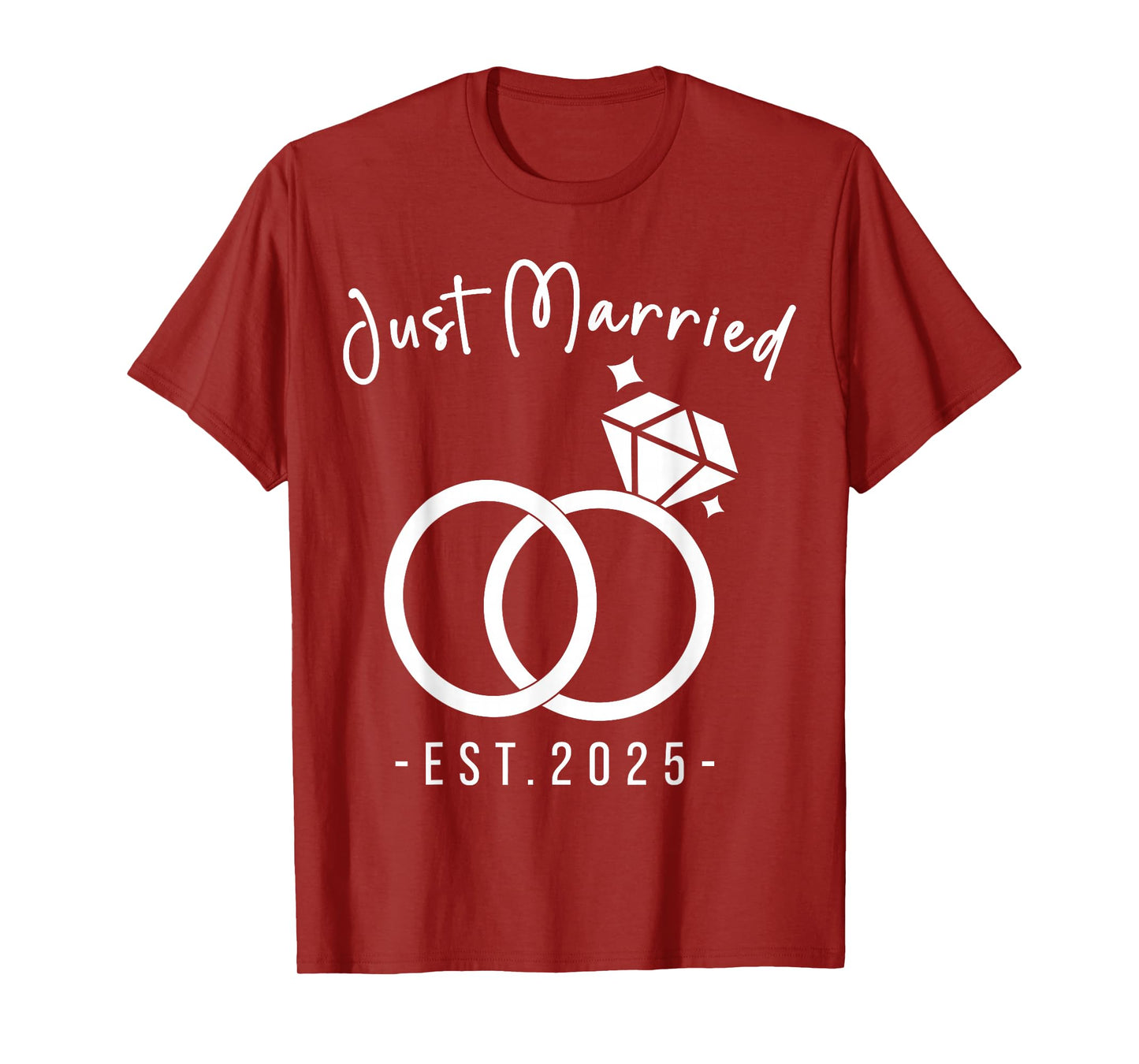 Newlyweds 2025 Bride and Groom Wedding Planners Just Married 2025 Wedding Rings Matching Couple T-Shirt