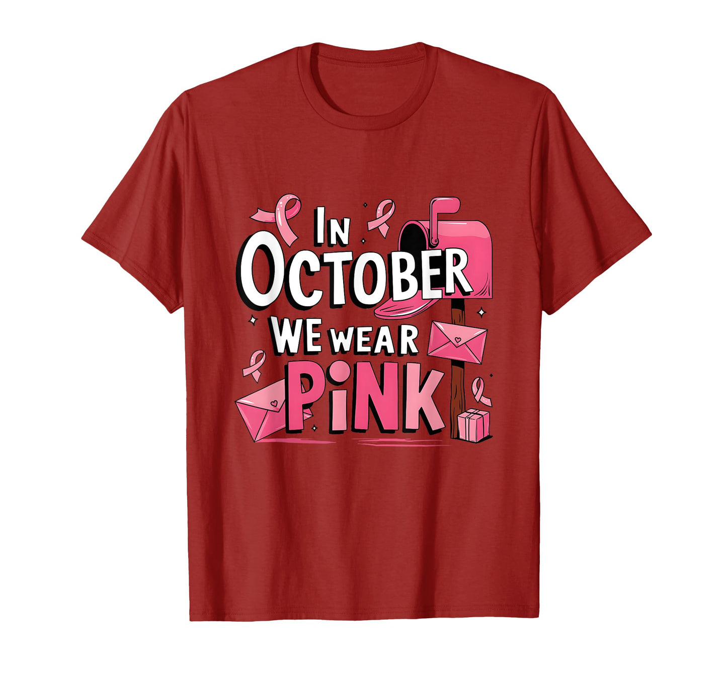 October We Wear Pink Breast Cancer Awareness Postal Worker T-Shirt