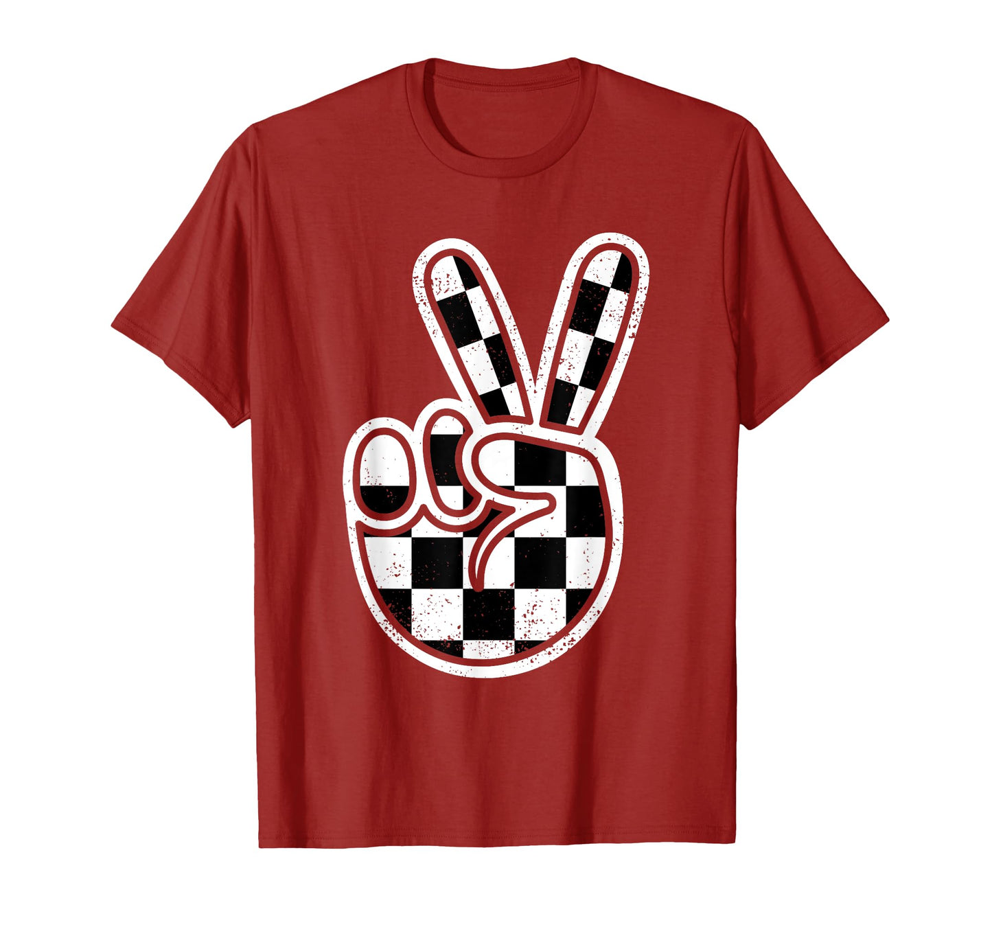 Checkered Peace Sign Race Car Flag Racing Boys Kids Toddler T-Shirt