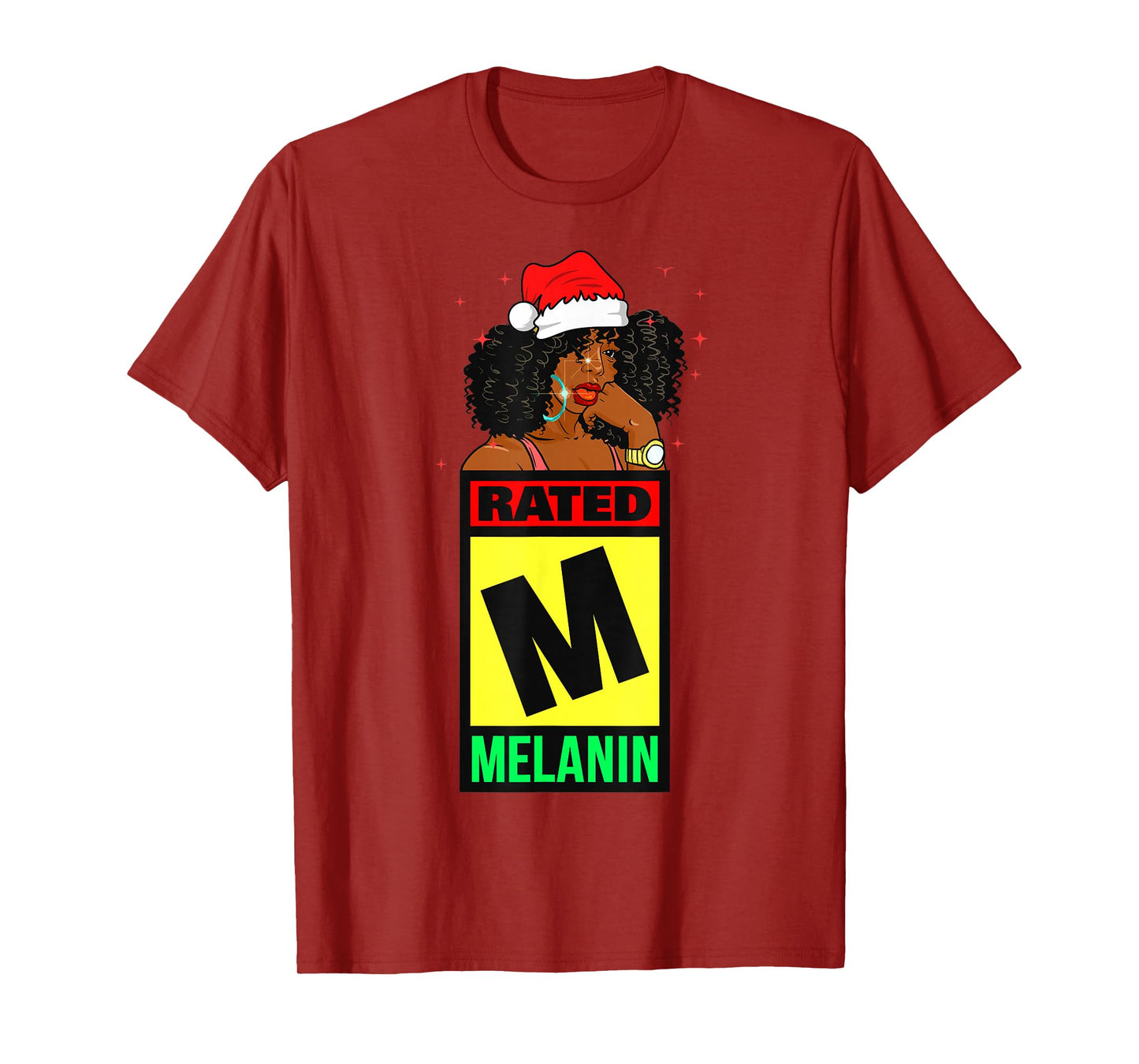Melanin Christmas Women Black Girl Magic Brown Skin Girls T-Shirt