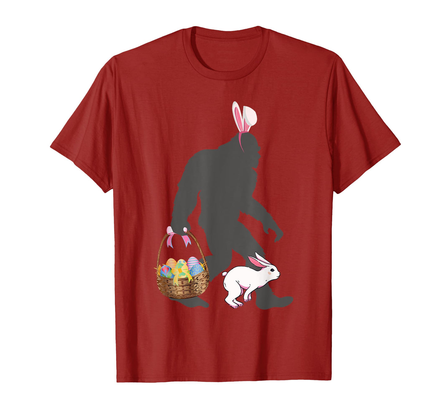Funny Bigfoot with Easter Basket Bunny Rabbit Easter Bigfoot T-Shirt