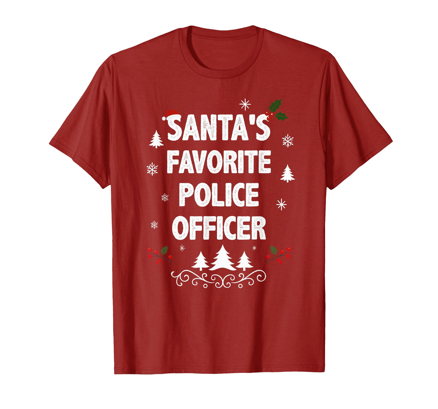 Santa's Favorite Police Officer Funny Christmas Pajamas T-Shirt