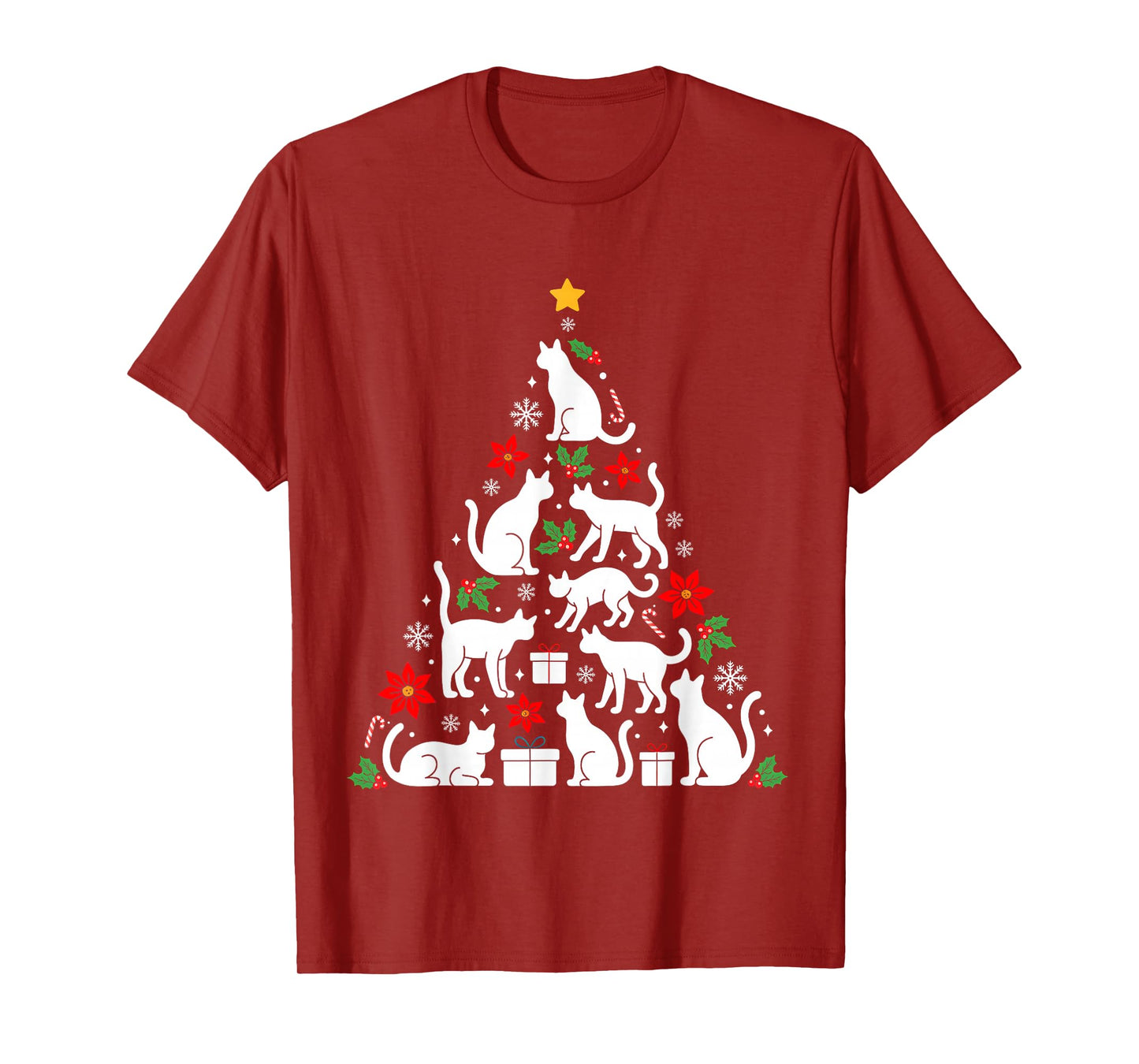 Cute Cat Christmas Tree Meowy Catmas Funny Xmas Pajamas T-Shirt