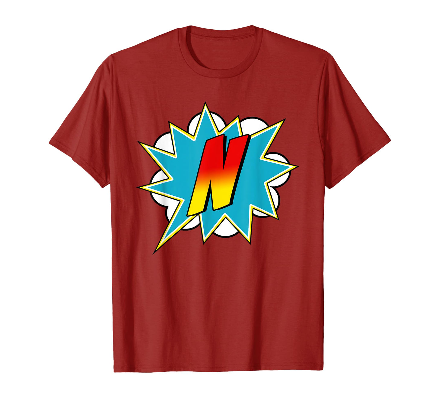 Letter N Superhero Name Comic Letter Retro Costume T-Shirt