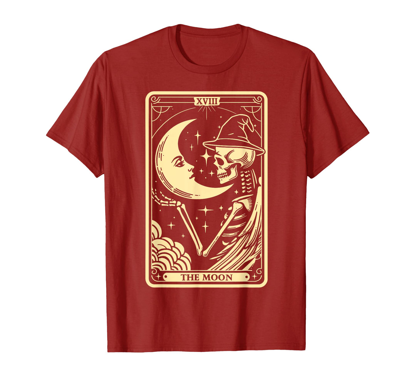 The Moon Tarot Card Halloween Skeleton Witch Men Women T-Shirt