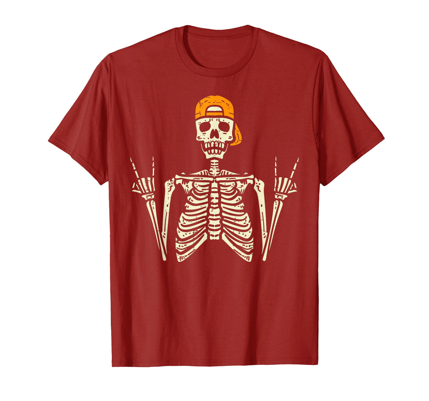 Rocker Skeleton Cap Skater Cool Halloween Punk Rock Boys Men T-Shirt