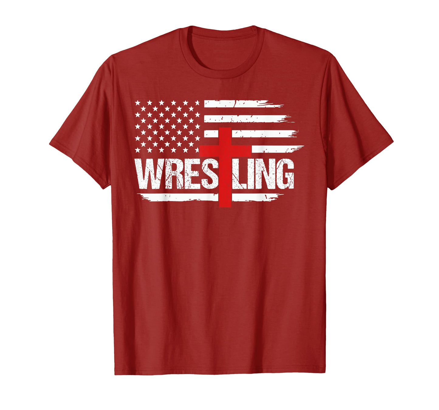 Wrestling Patriotic American Flag Christian and Jesus Lover T-Shirt