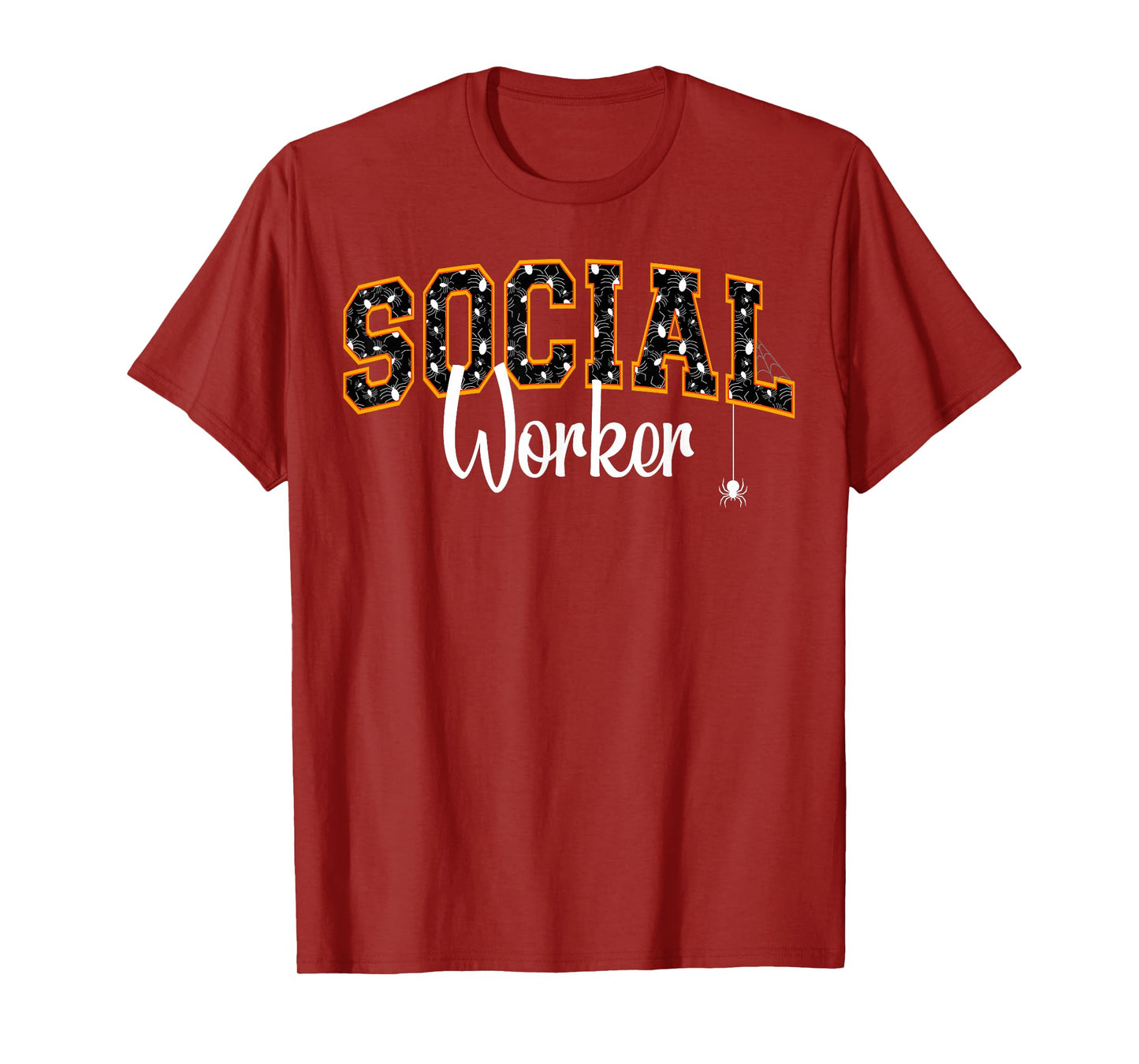 Social Worker Halloween Spiders Varsity School Letters T-Shirt