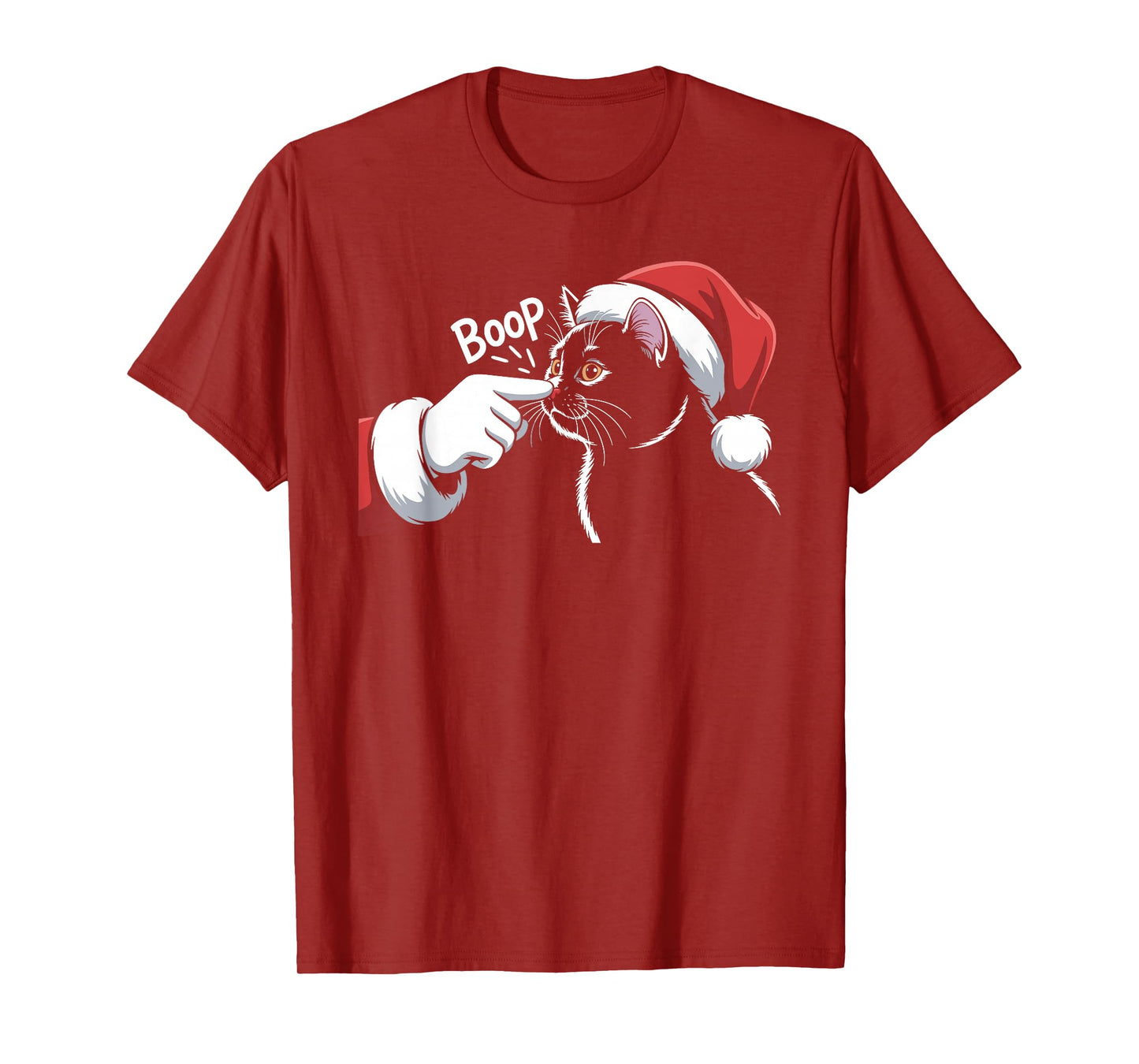 Santa Hand Boop Cat Christmas Funny Holiday Cat Lover T-Shirt