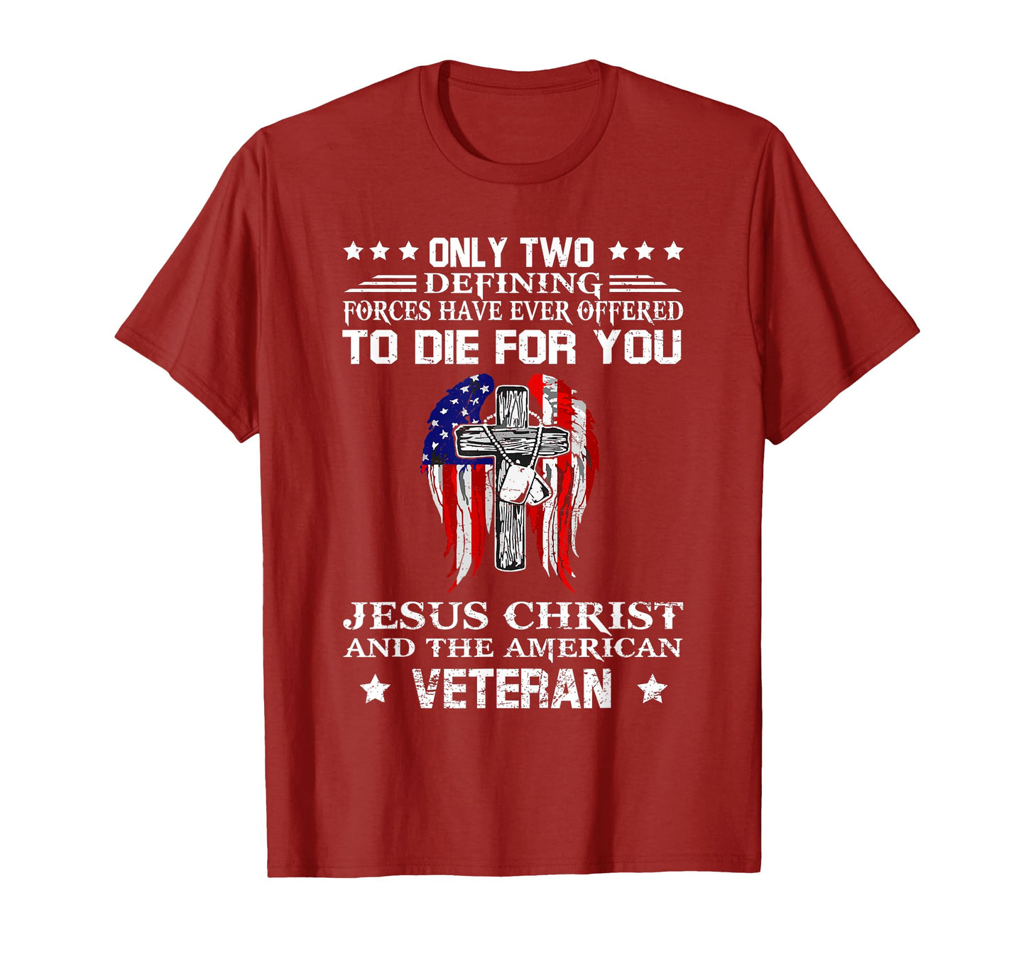 Jesus Christ And American Veteran Flag USA Christian T-Shirt