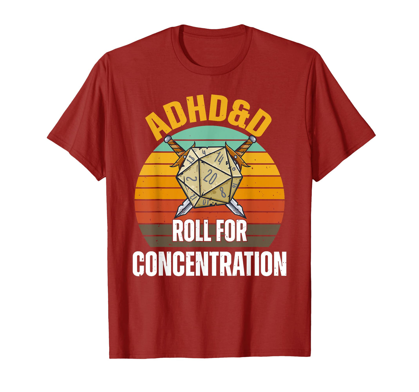 Funny Retro Cool Gaming ADHD&D Roll For Concentration Gamer T-Shirt
