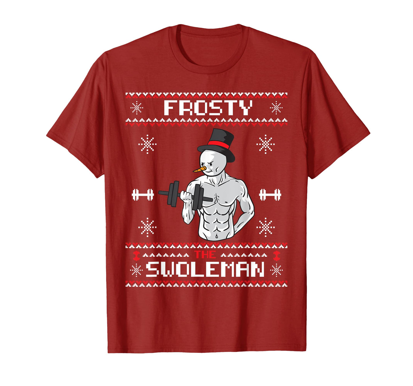 Frosty the Swoleman Ugly Christmas Sweater Snowman Gym T-Shirt