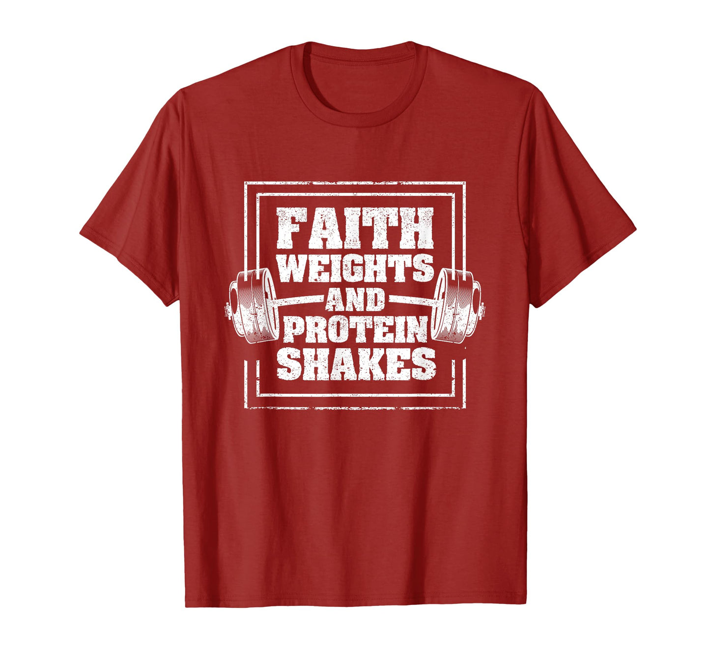 Faith Weights And Protein Shakes Funny Gym Workout Christian T-Shirt