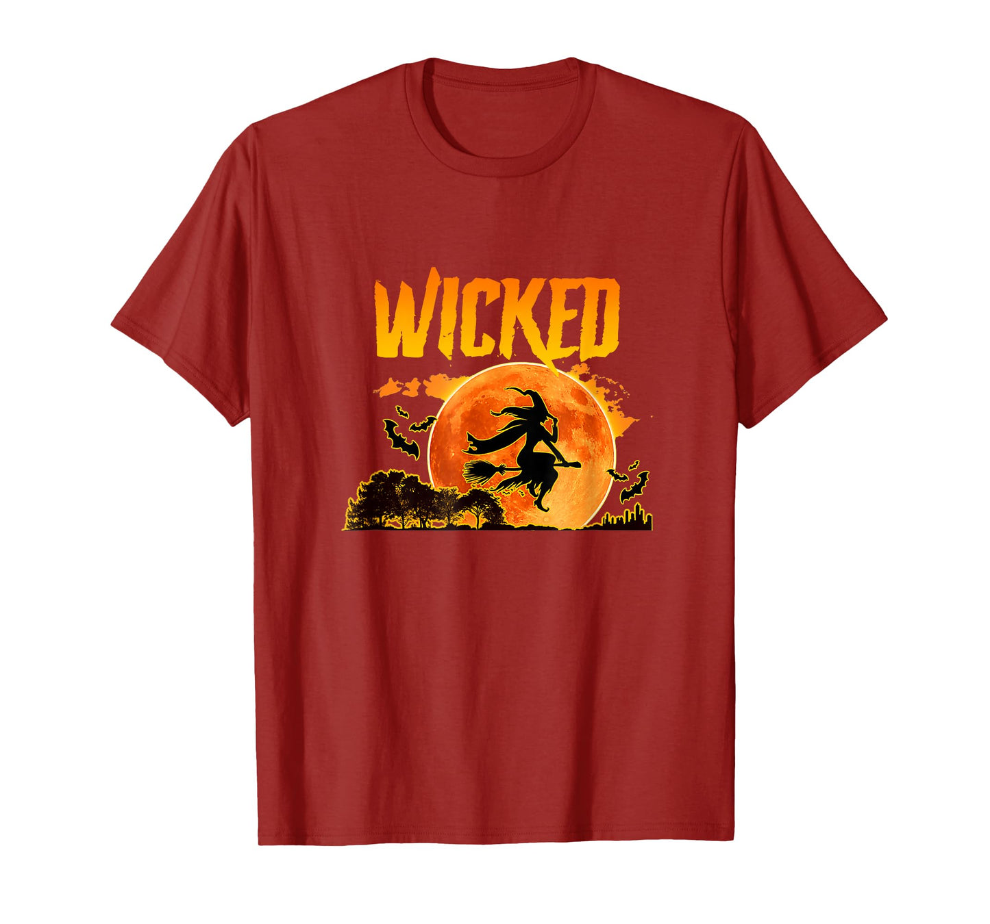 Wicked Halloween Witch Flying on Broom Tee T-Shirt