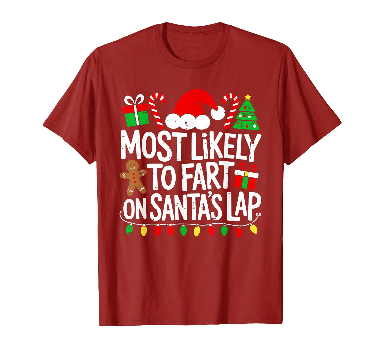Most Likely to Fart on Santa Lap Funny Christmas Kids Boys T-Shirt