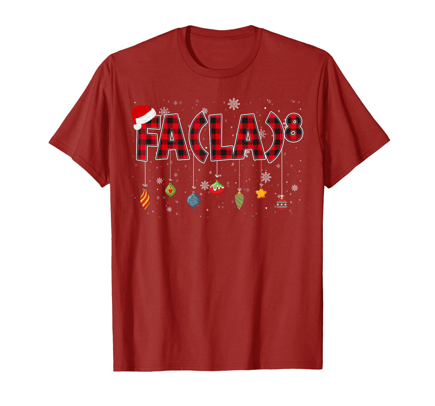 Funny Christmas FA (La) 8 Red Plaid Santa Math Teacher Kid T-Shirt