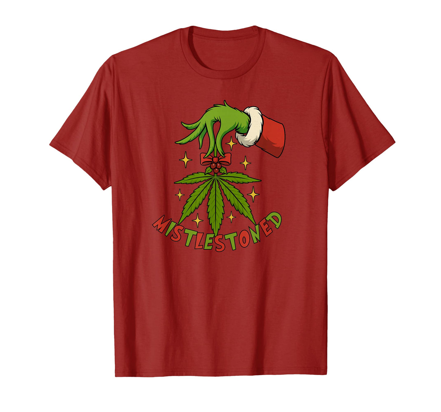 Mistlestoned Weed Leaf Funny420 Stoner Christmas Cannabis T-Shirt