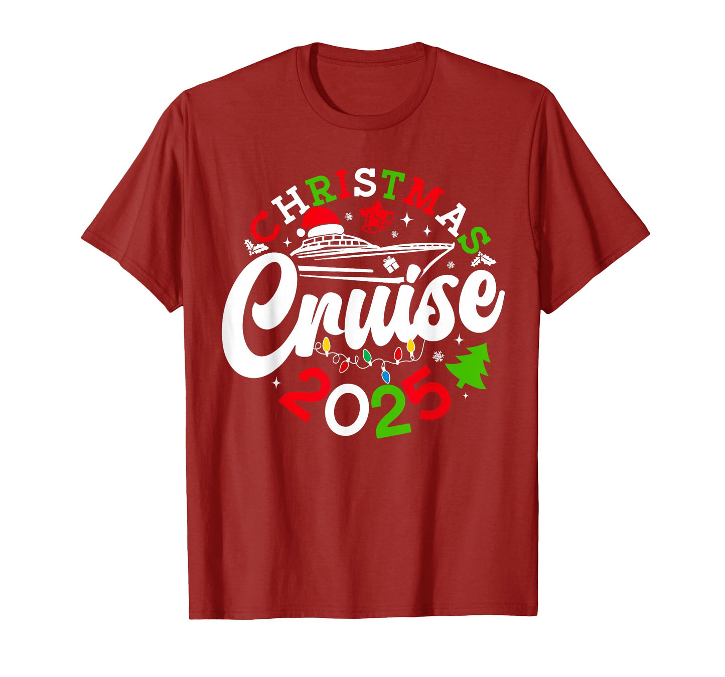 Christmas Cruise 2025 Xmas Lights Holiday Pajamas Family T-Shirt