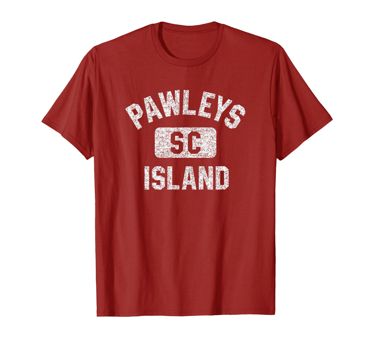 Pawleys Island SC Gym Style Distressed White Print T-Shirt