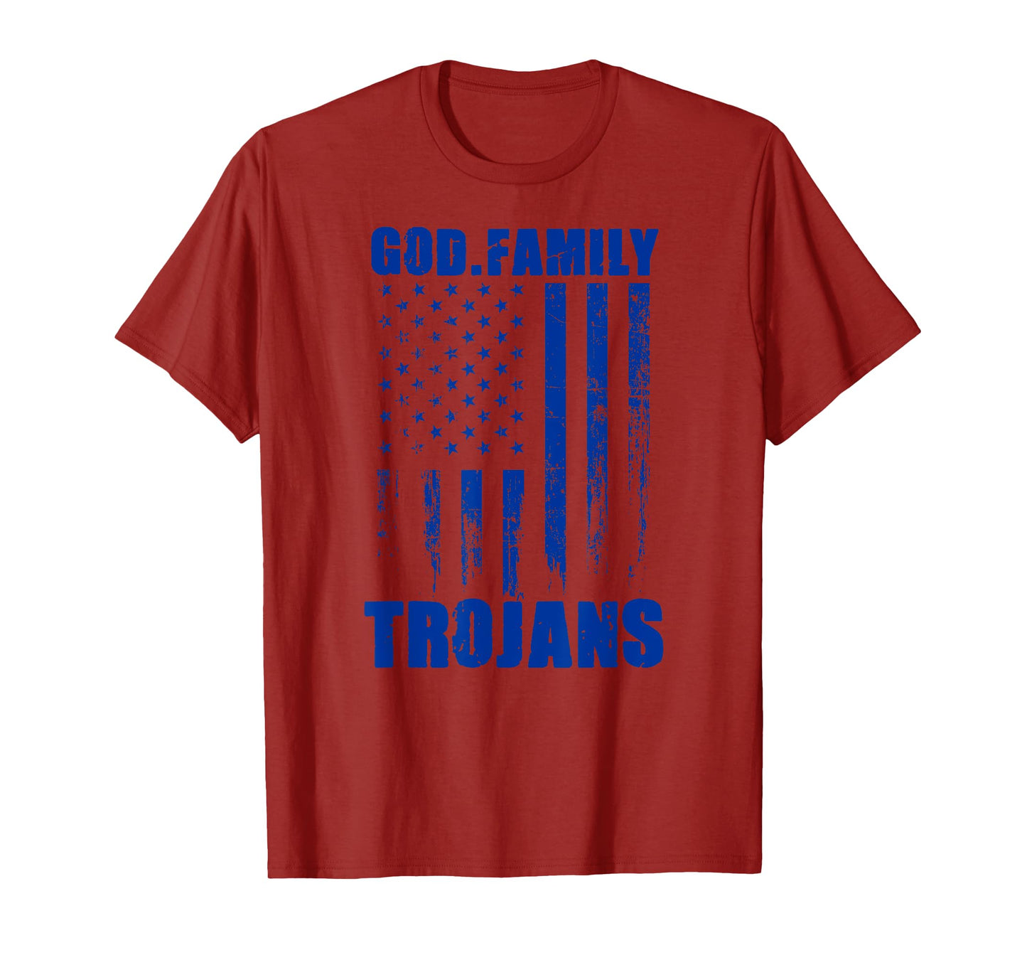 James Island Charter Trojans God. Family. Vintage USA Flag T-Shirt