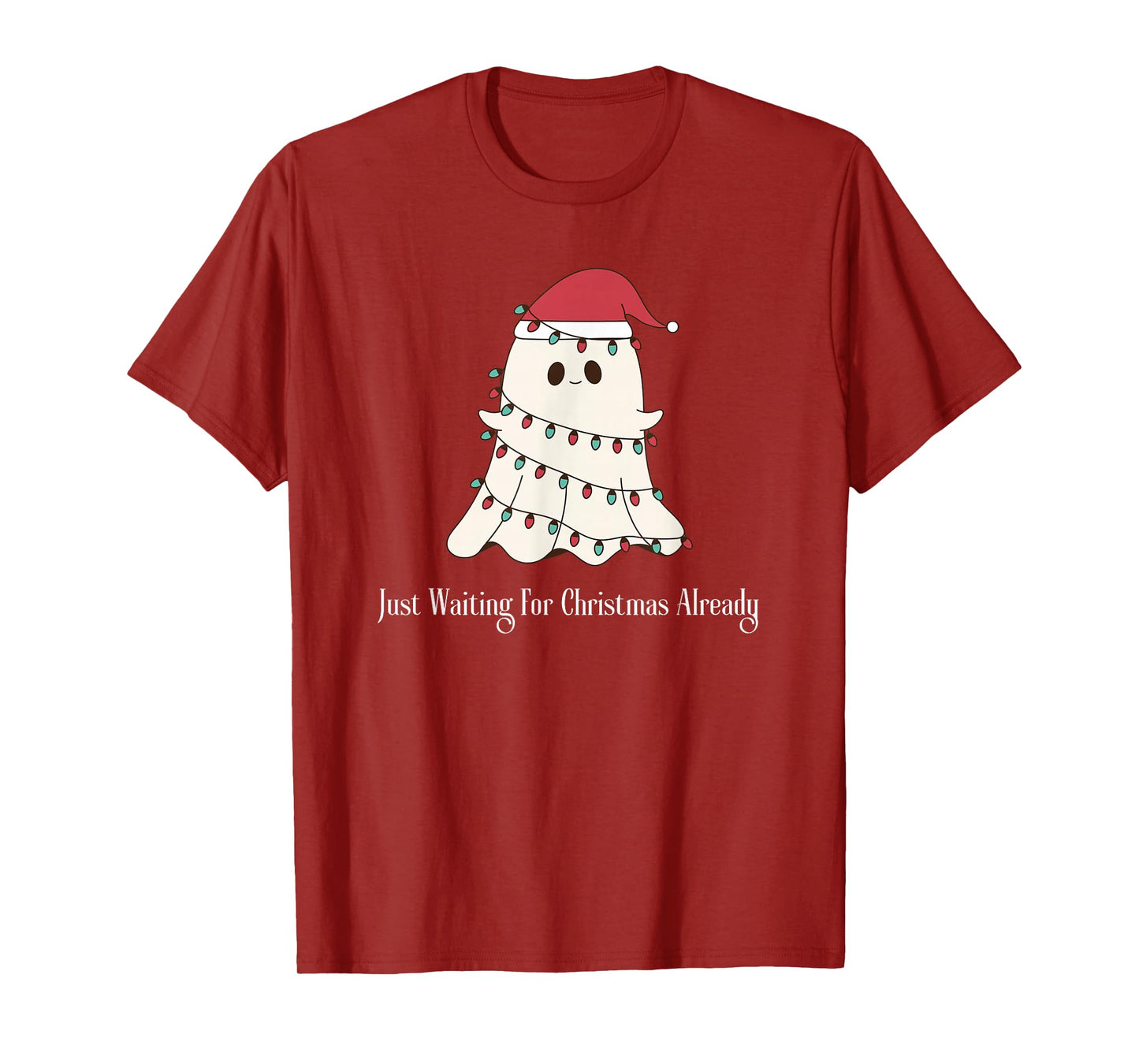Just Waiting for Christmas Spooky Ghost Xmas Funny Halloween T-Shirt